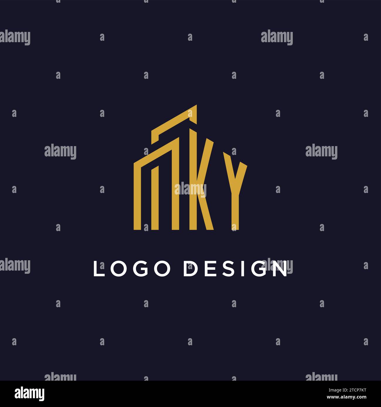 KY initial monogram with building logo design vector graphic Stock Vector