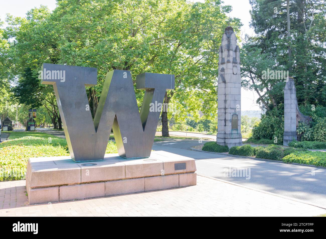 ‘W’ logo at University of Washington in Seattle, WA, USA Stock Photo