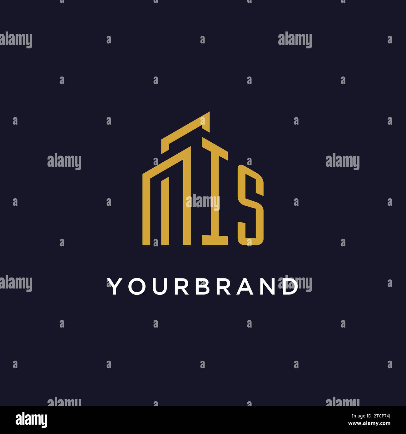 IS initial monogram with building logo design vector graphic Stock Vector