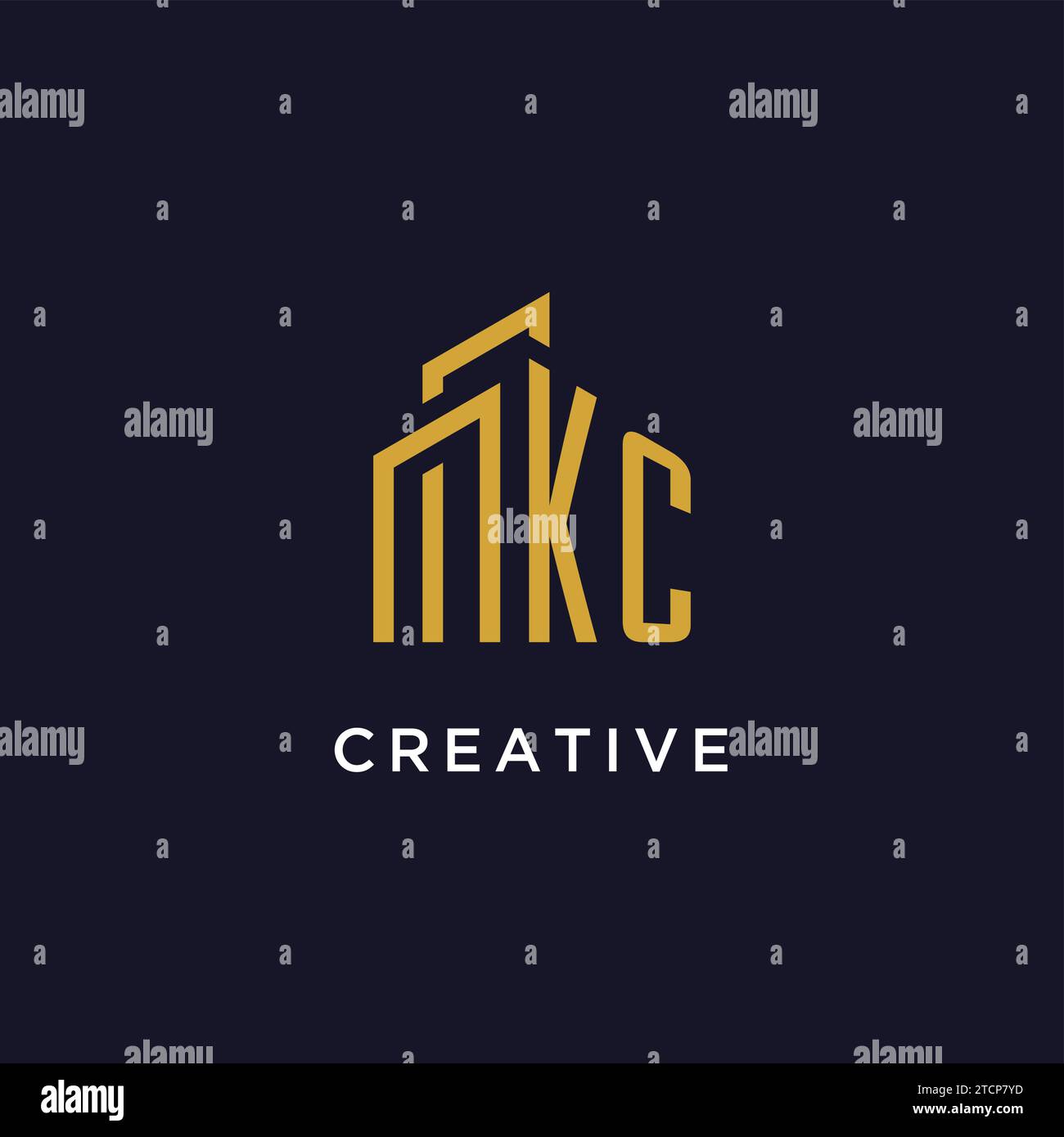 KC initial monogram with building logo design vector graphic Stock Vector