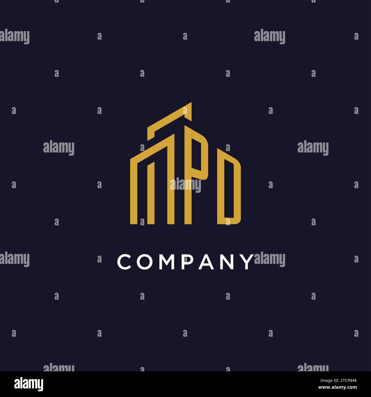 PD initial monogram with building logo design vector graphic Stock Vector