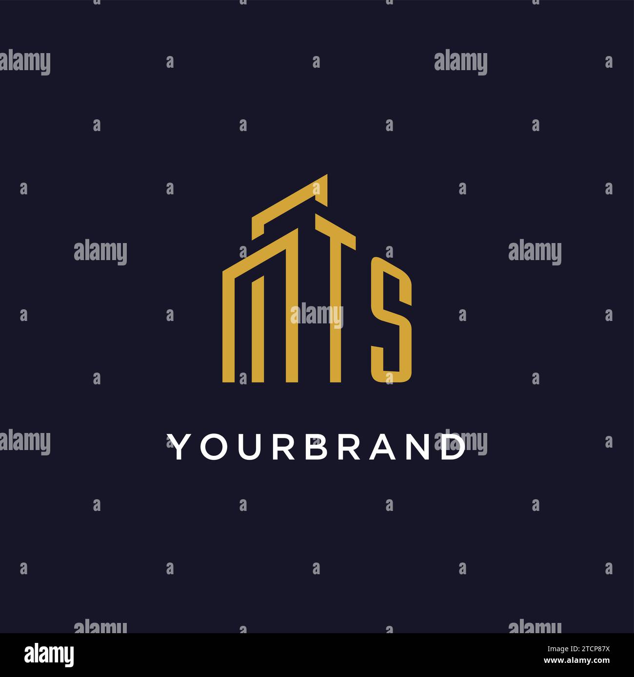 TS initial monogram with building logo design vector graphic Stock Vector