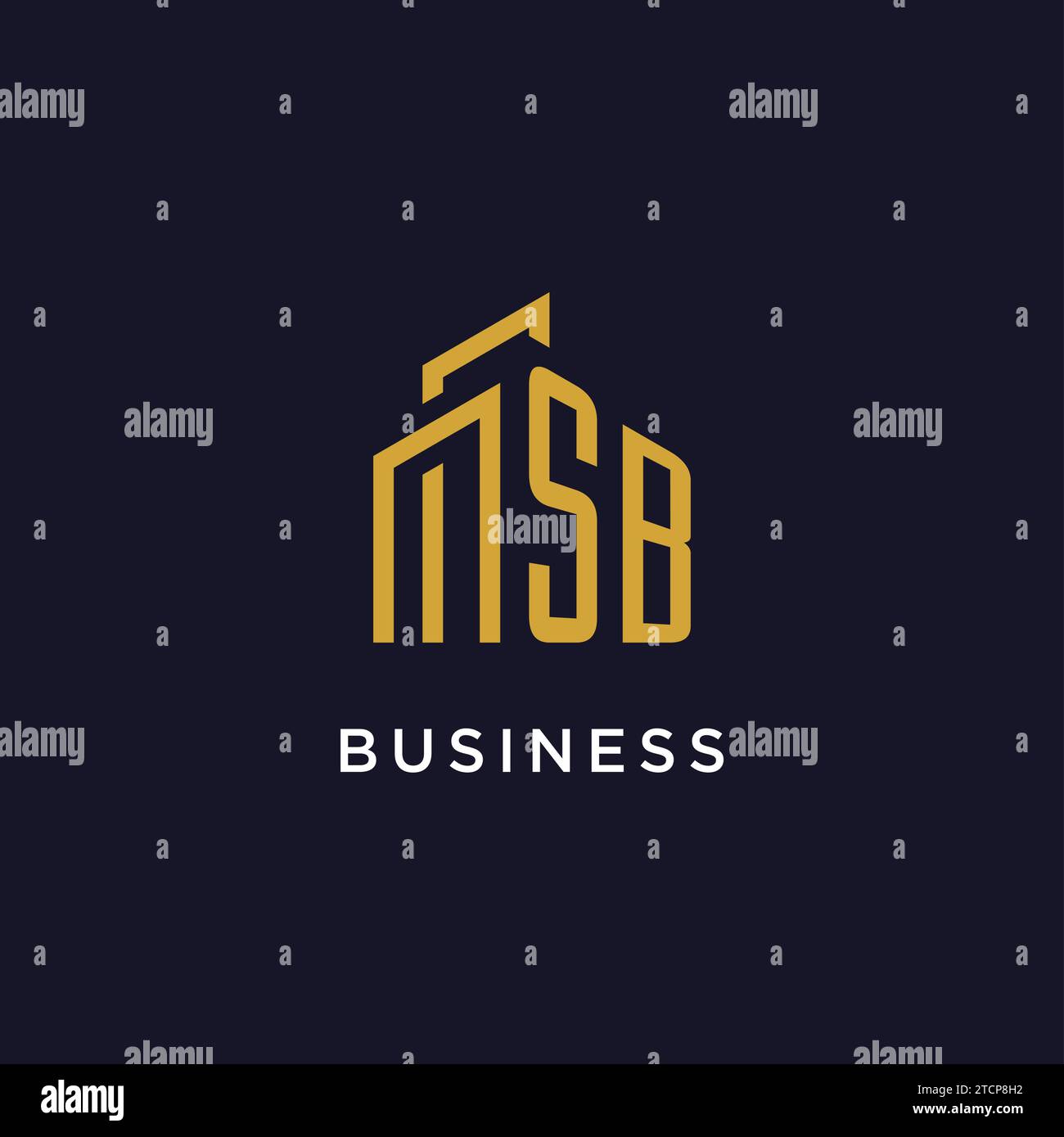 SB initial monogram with building logo design vector graphic Stock Vector