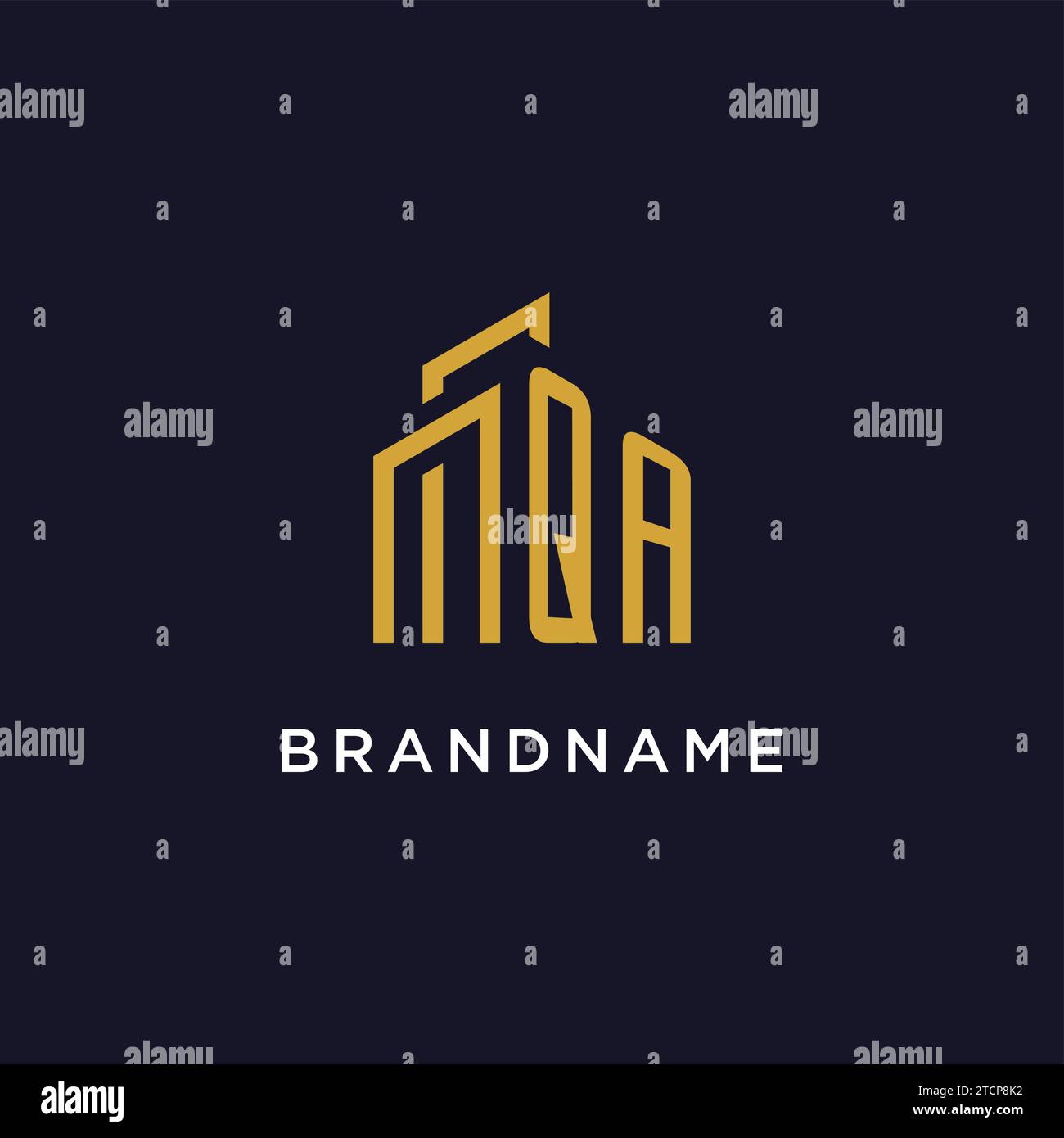 QA initial monogram with building logo design vector graphic Stock Vector