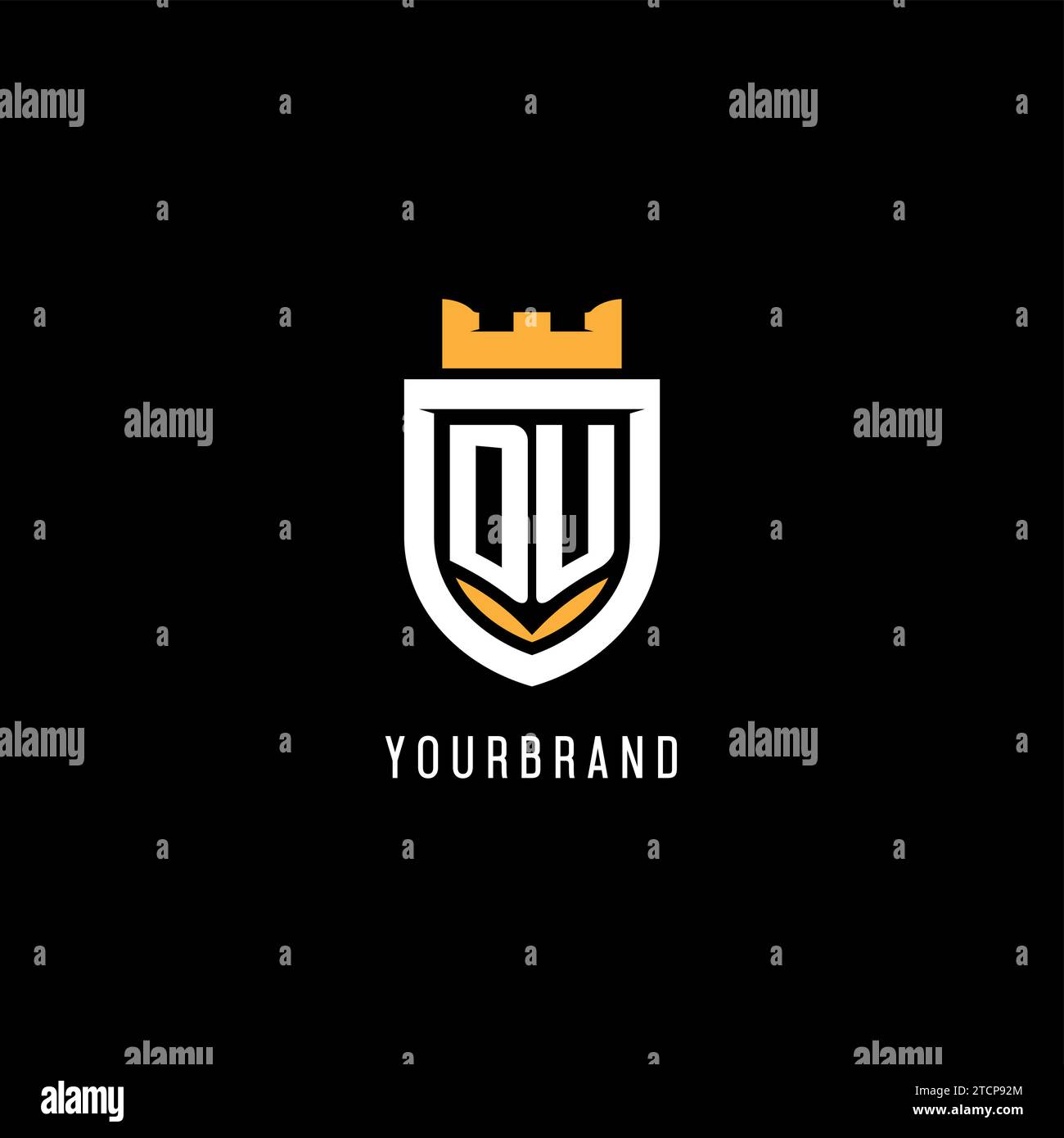 Initial DU logo with shield, esport gaming logo monogram style vector graphic Stock Vector