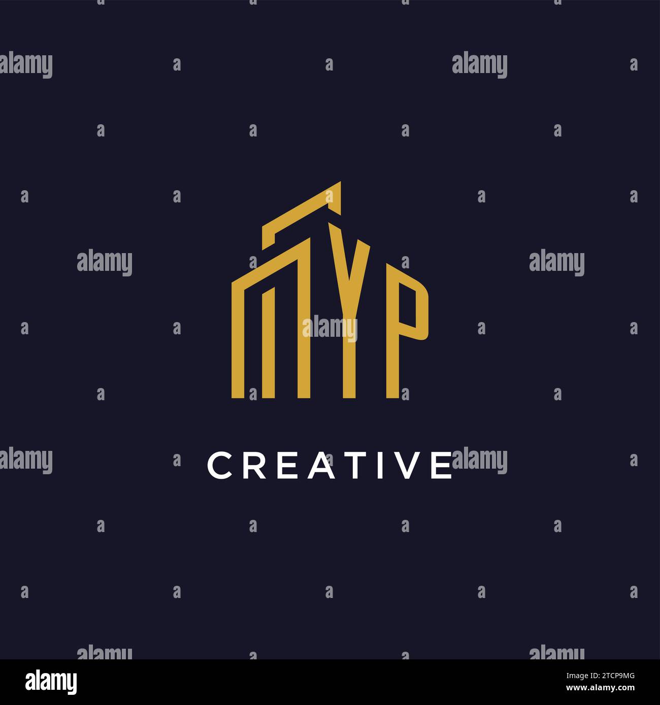 YP initial monogram with building logo design vector graphic Stock