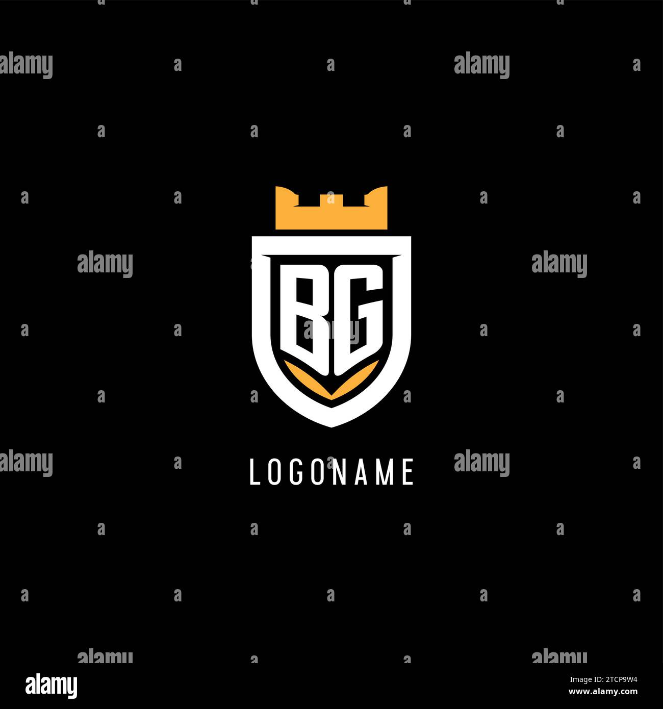 Initial BG logo with shield, esport gaming logo monogram style vector