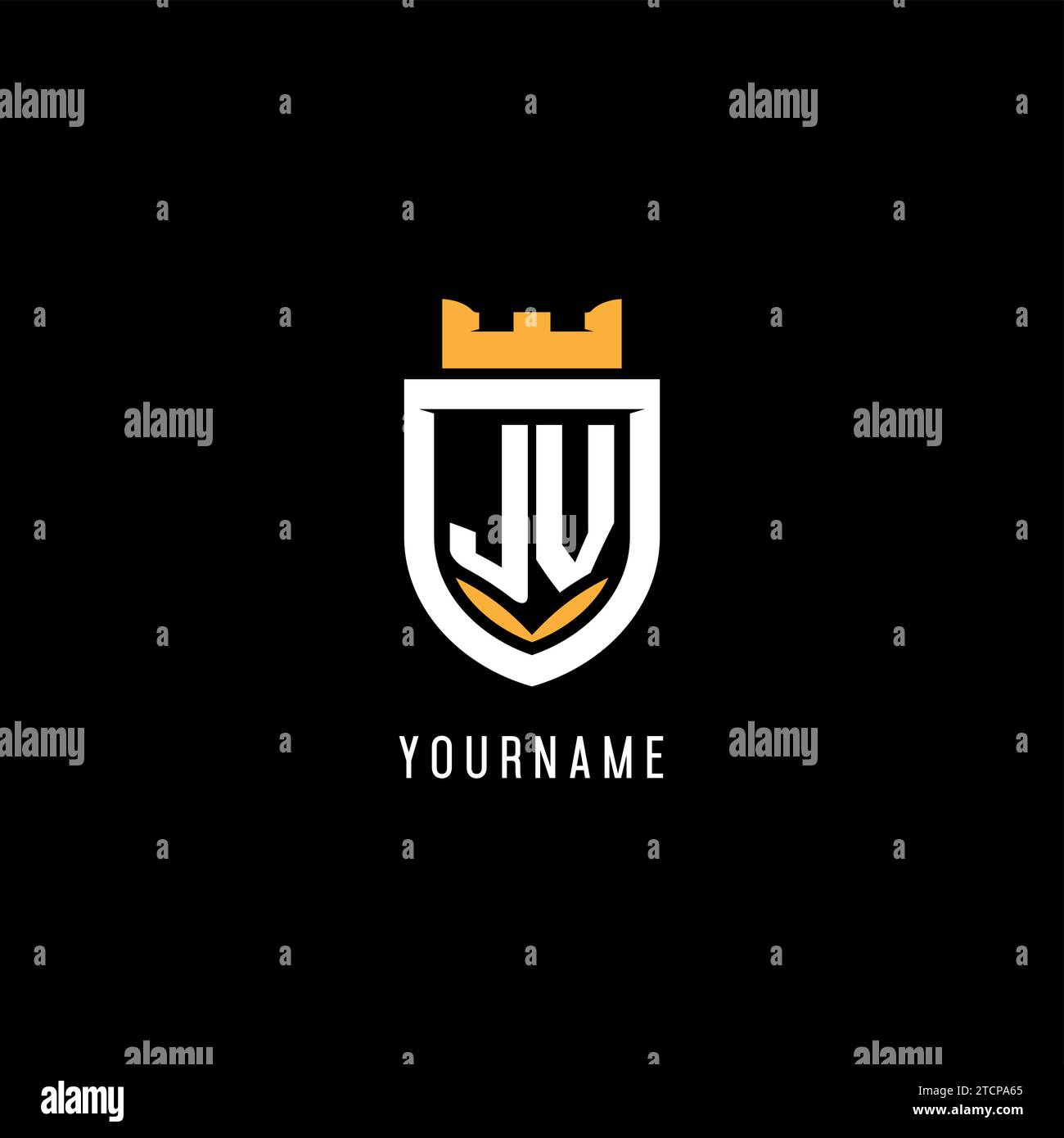 Initial JV logo with shield, esport gaming logo monogram style vector graphic Stock Vector