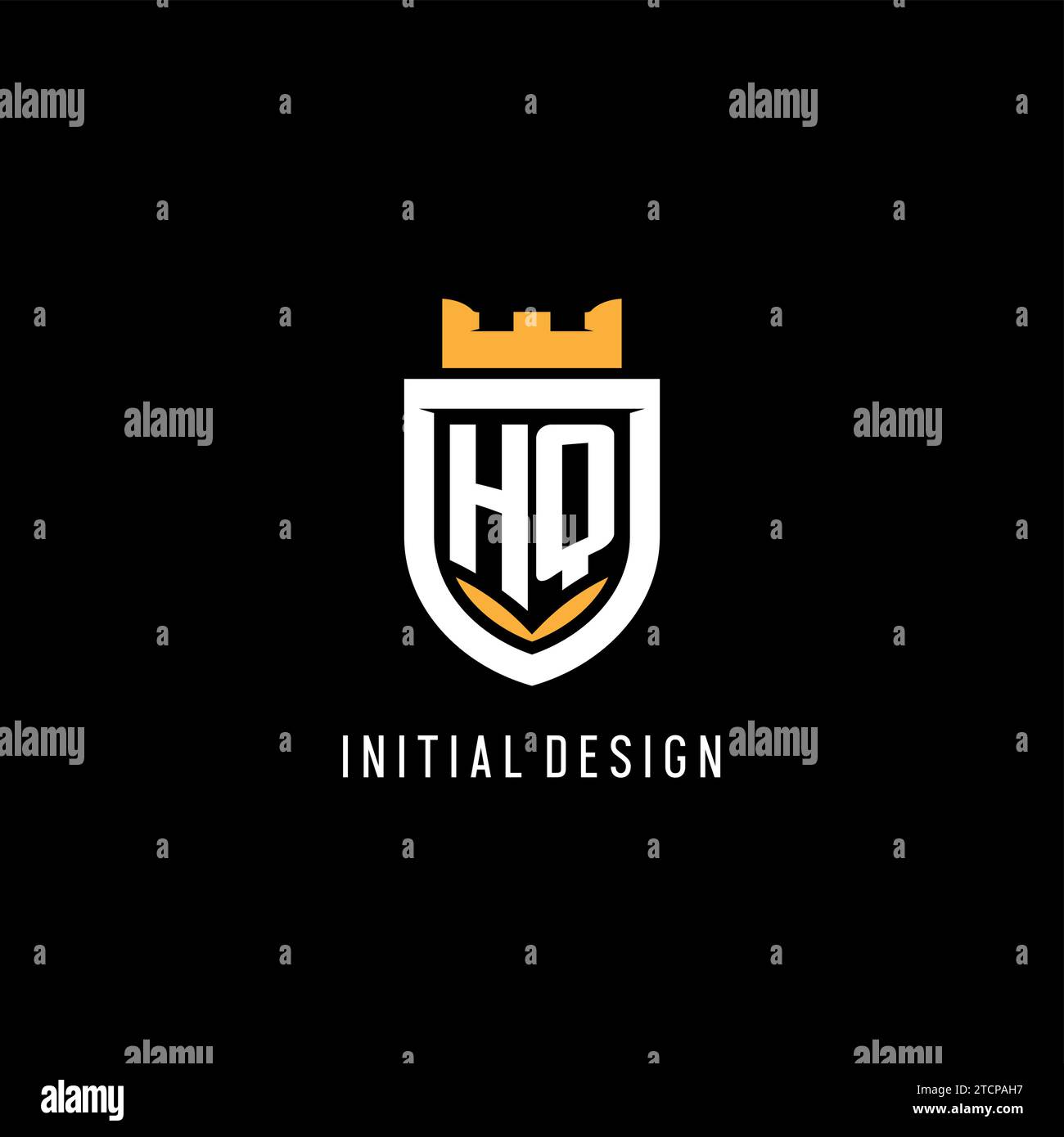 Initial HQ logo with shield, esport gaming logo monogram style vector graphic Stock Vector