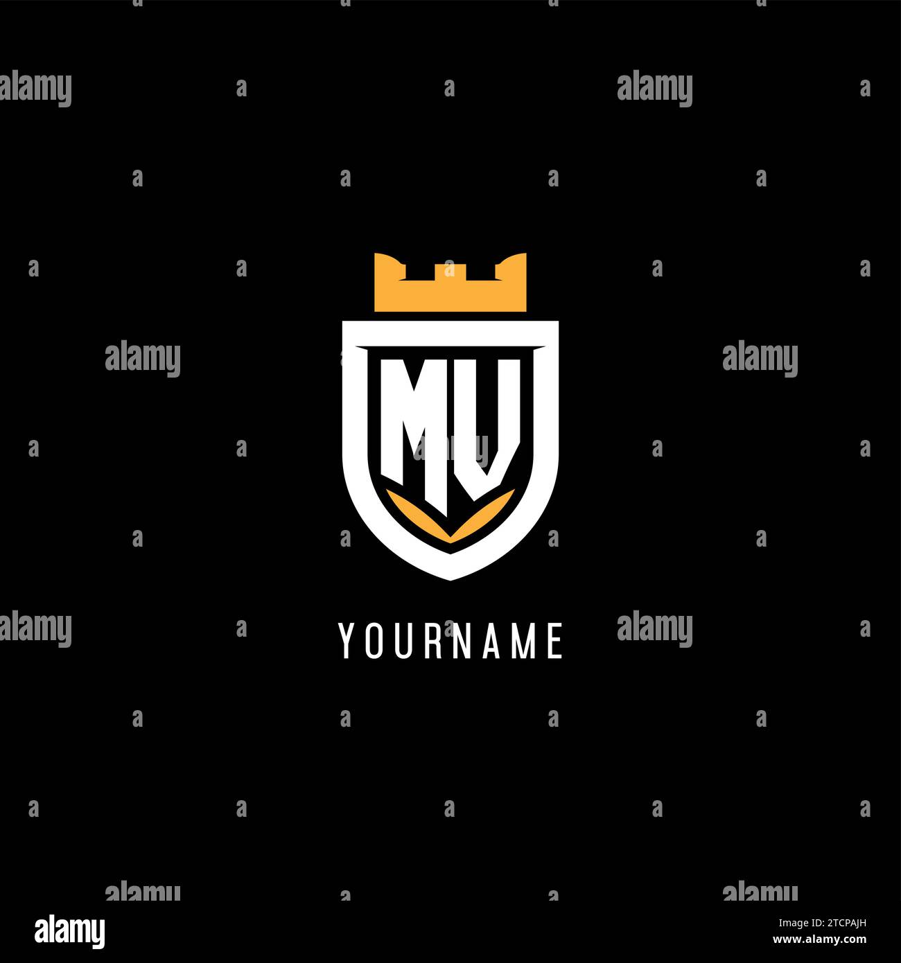 Initial MV logo with shield, esport gaming logo monogram style vector ...