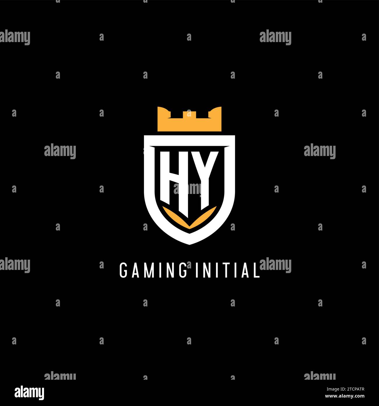 Initial HY logo with shield, esport gaming logo monogram style vector graphic Stock Vector