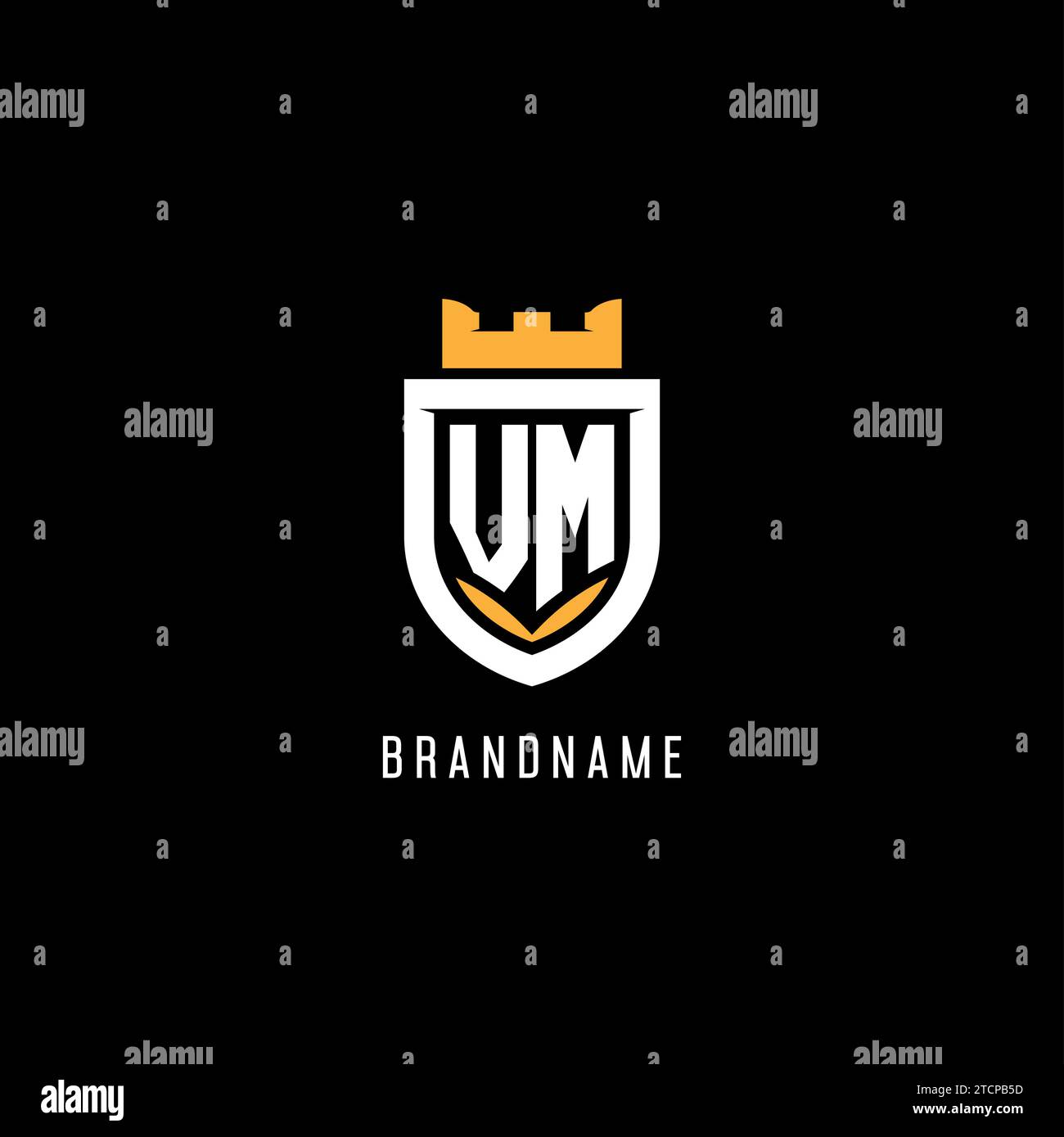 Initial VM logo with shield, esport gaming logo monogram style vector ...