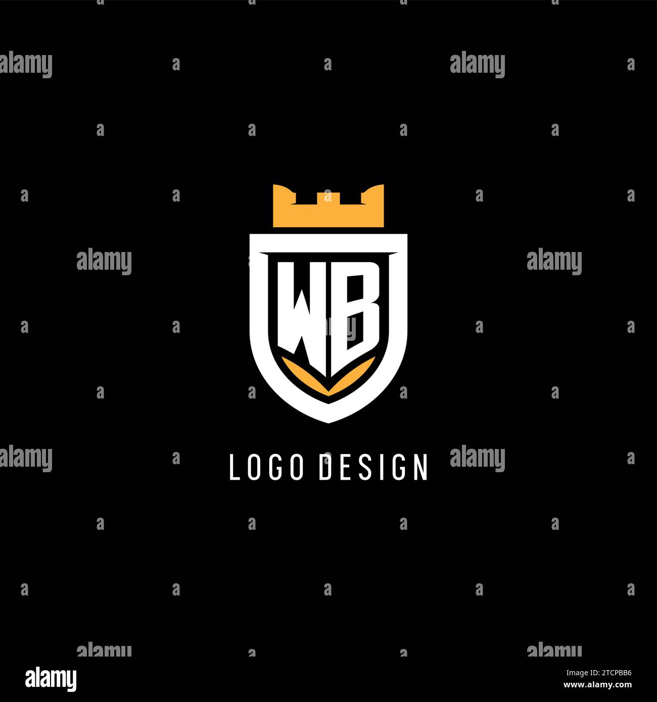 Initial WB Logo Design With Shield Style, Logo Business Branding
