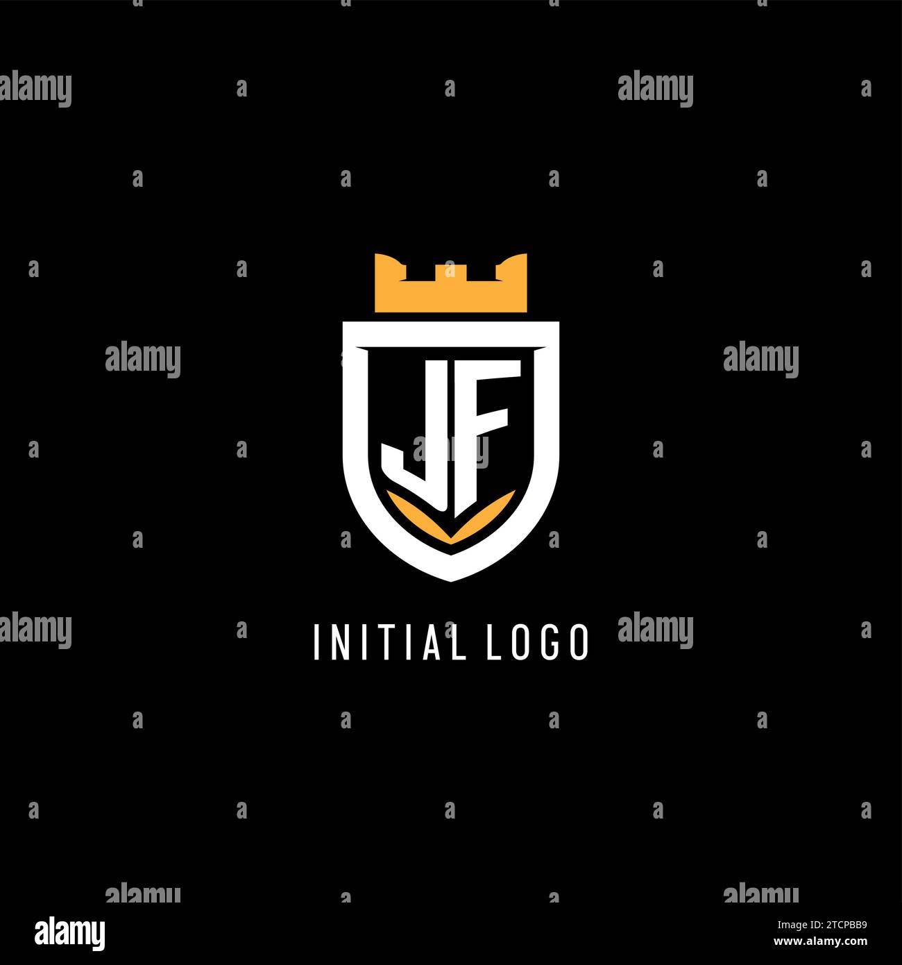 Initial JF logo with shield, esport gaming logo monogram style vector graphic Stock Vector