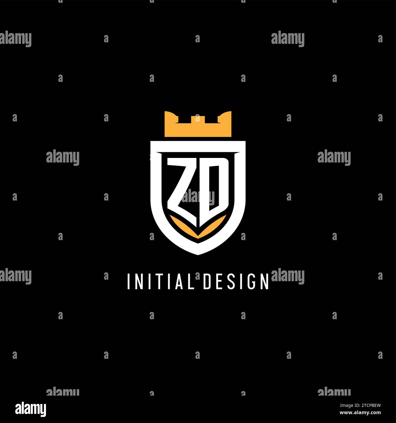 Initial ZD logo with shield, esport gaming logo monogram style vector graphic Stock Vector