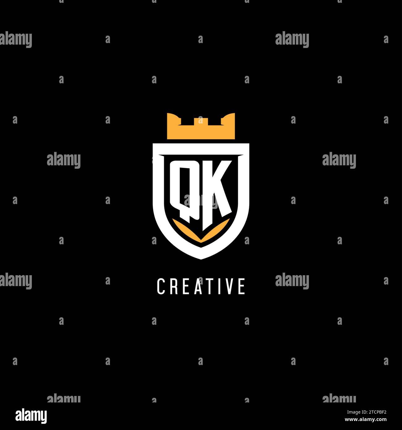 Initial QK logo with shield, esport gaming logo monogram style vector graphic Stock Vector