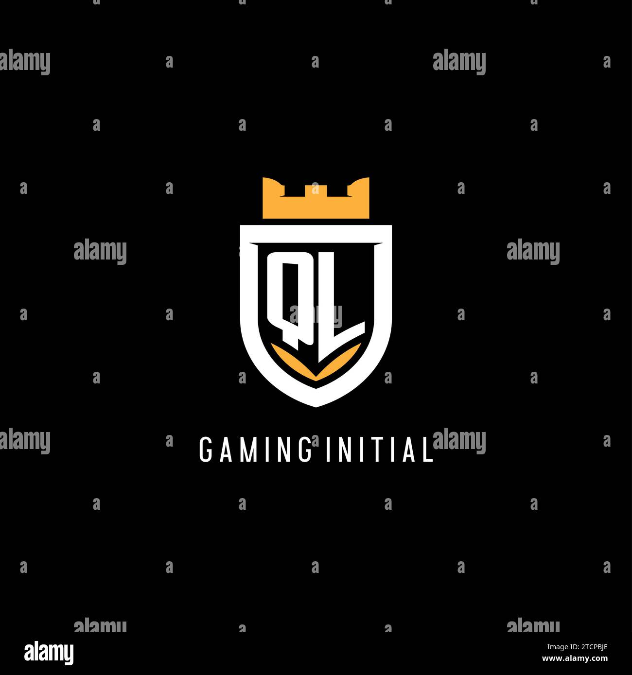 Initial QL logo with shield, esport gaming logo monogram style vector ...