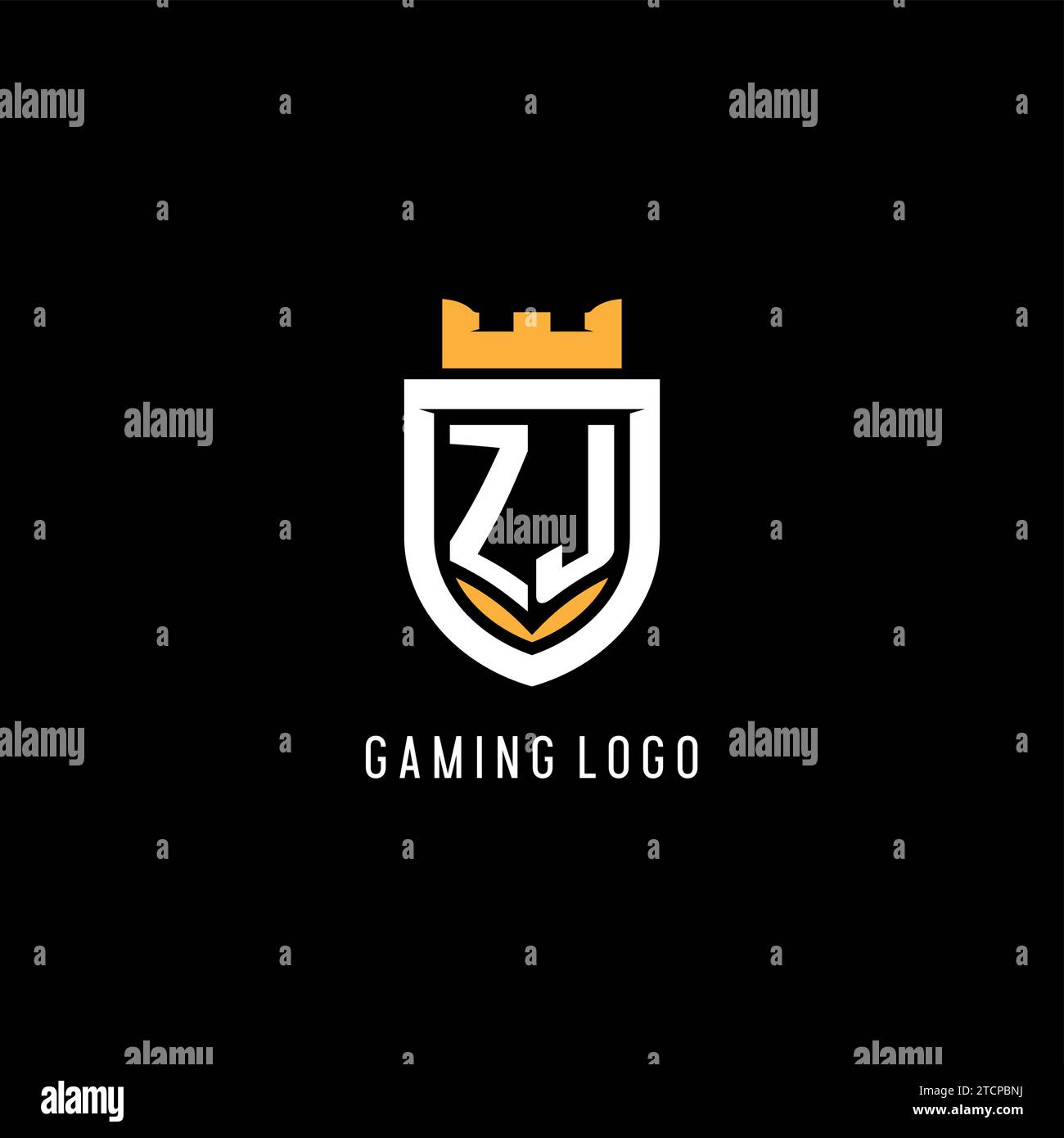 Initial ZJ logo with shield, esport gaming logo monogram style vector ...
