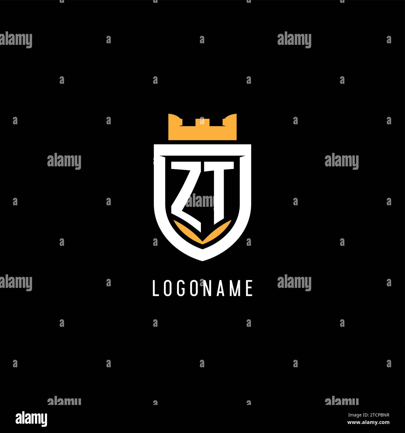 Initial ZT logo with shield, esport gaming logo monogram style vector ...