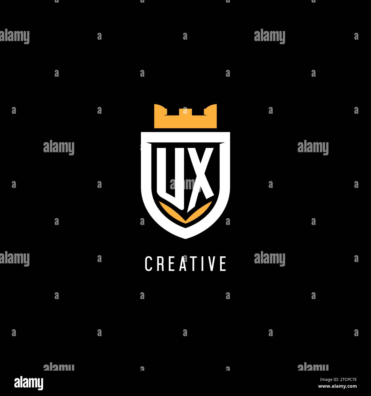 Initial UX logo with shield, esport gaming logo monogram style vector ...