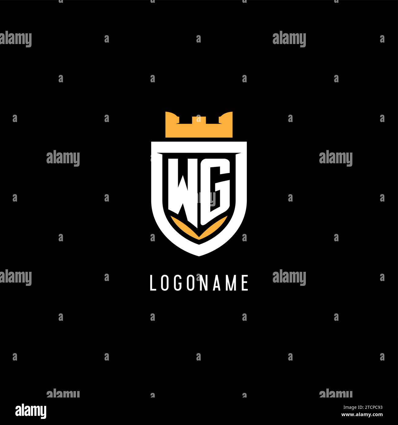 Initial WG logo with shield, esport gaming logo monogram style vector graphic Stock Vector