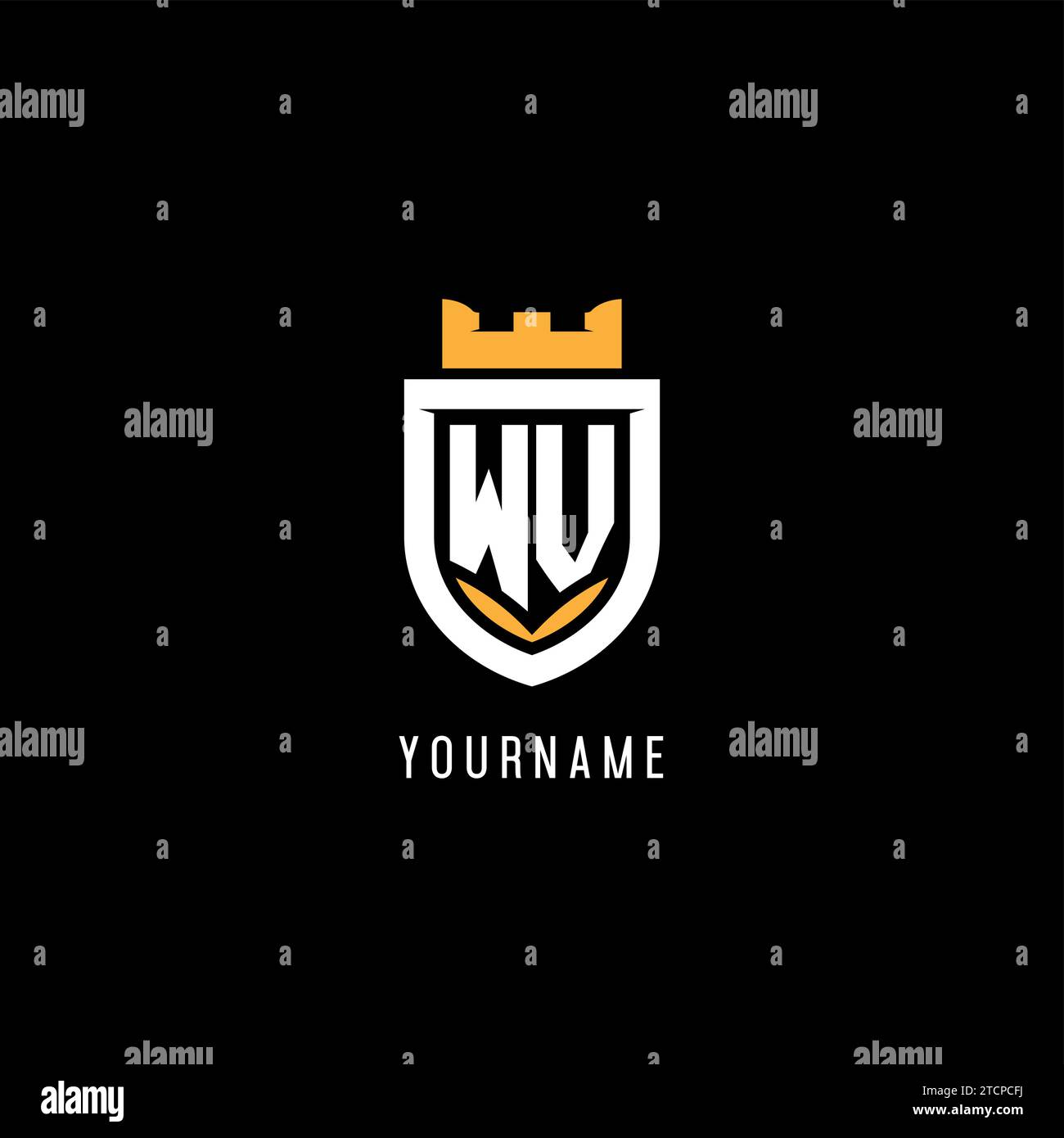 Initial WV logo with shield, esport gaming logo monogram style vector ...