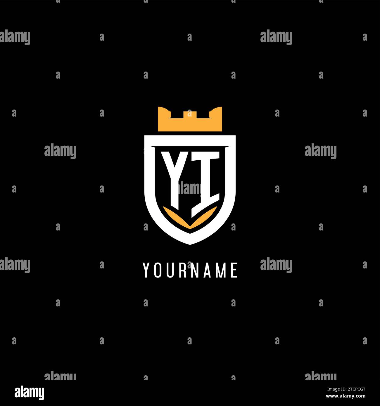 Initial YI logo with shield, esport gaming logo monogram style vector ...