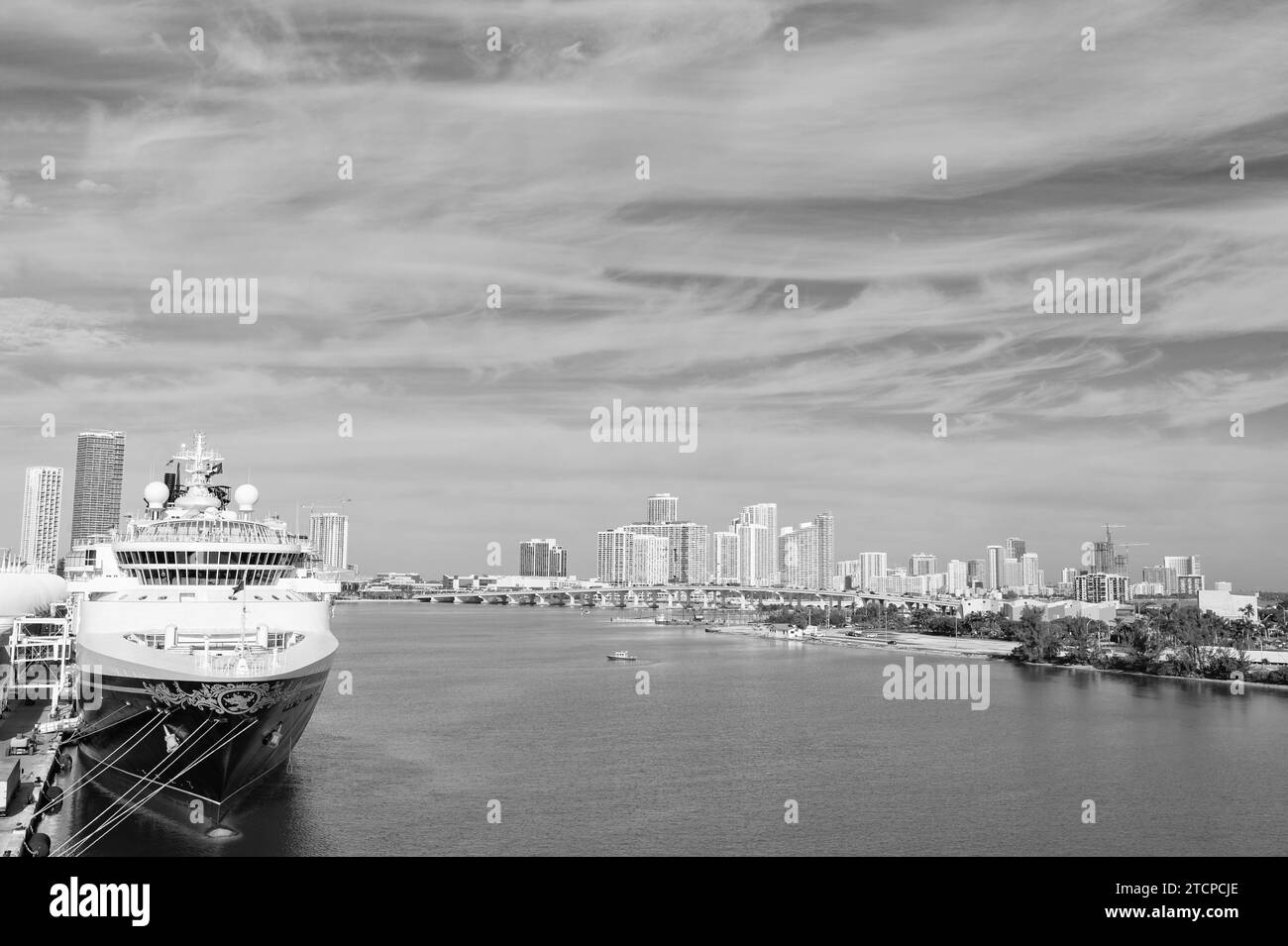 Miami, Florida USA - January 20, 2016: cruise ship at miami bay harbour ...