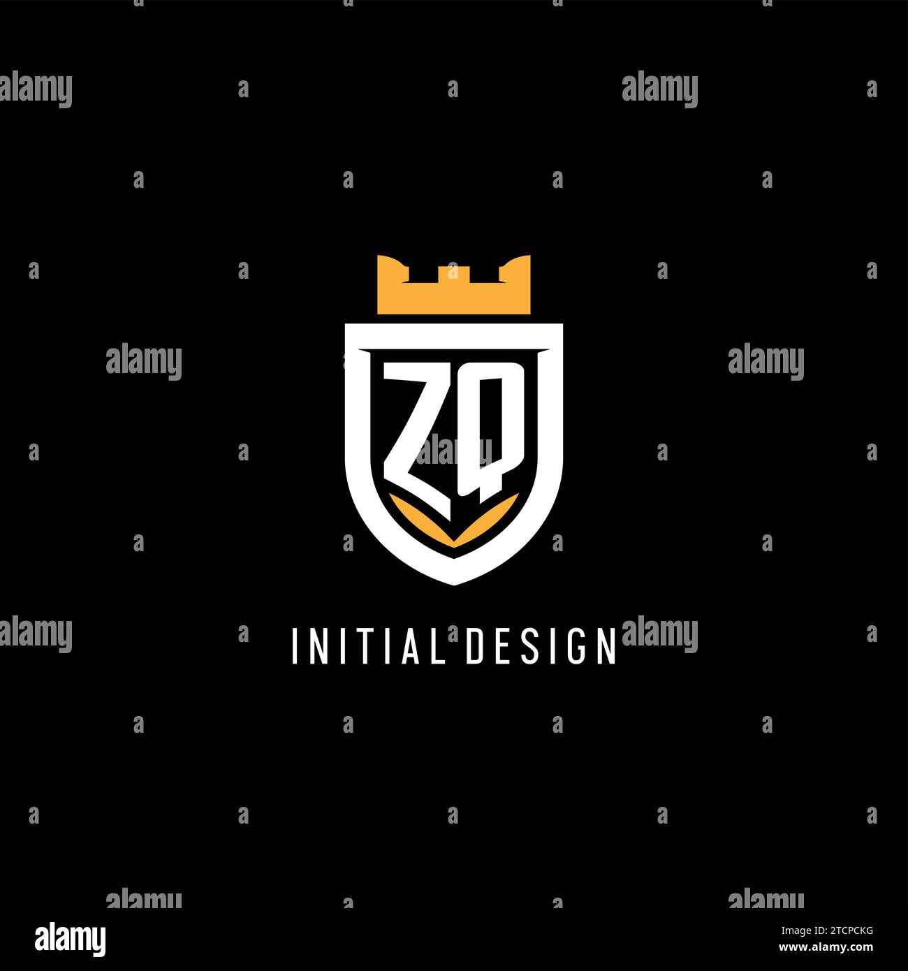 Initial ZQ logo with shield, esport gaming logo monogram style vector ...