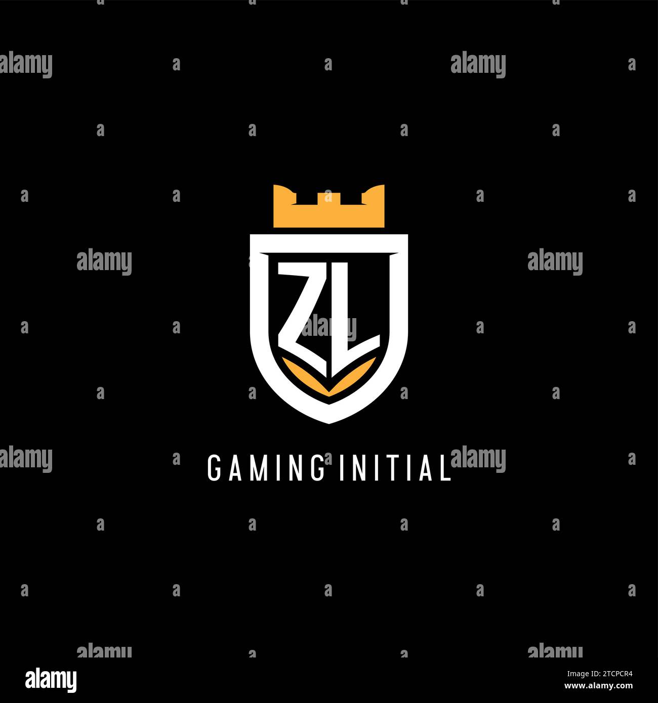 Initial ZL logo with shield, esport gaming logo monogram style vector ...