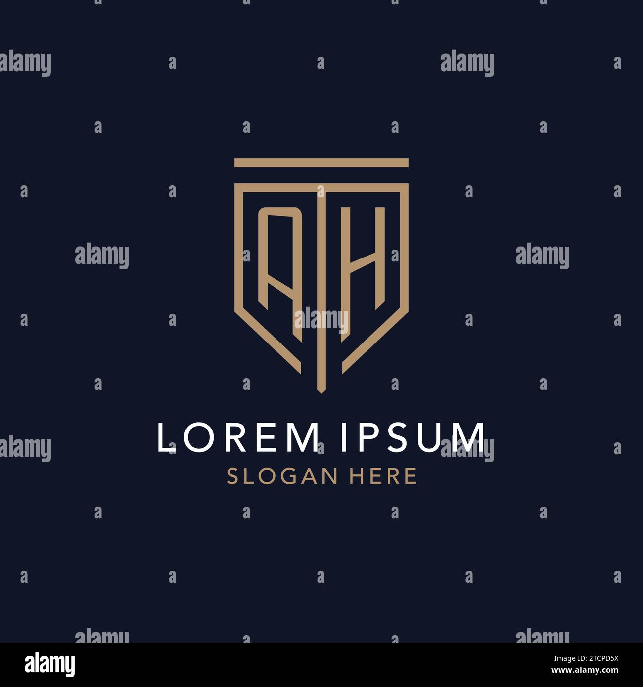 AH initial logo monogram with simple luxury shield icon design ...