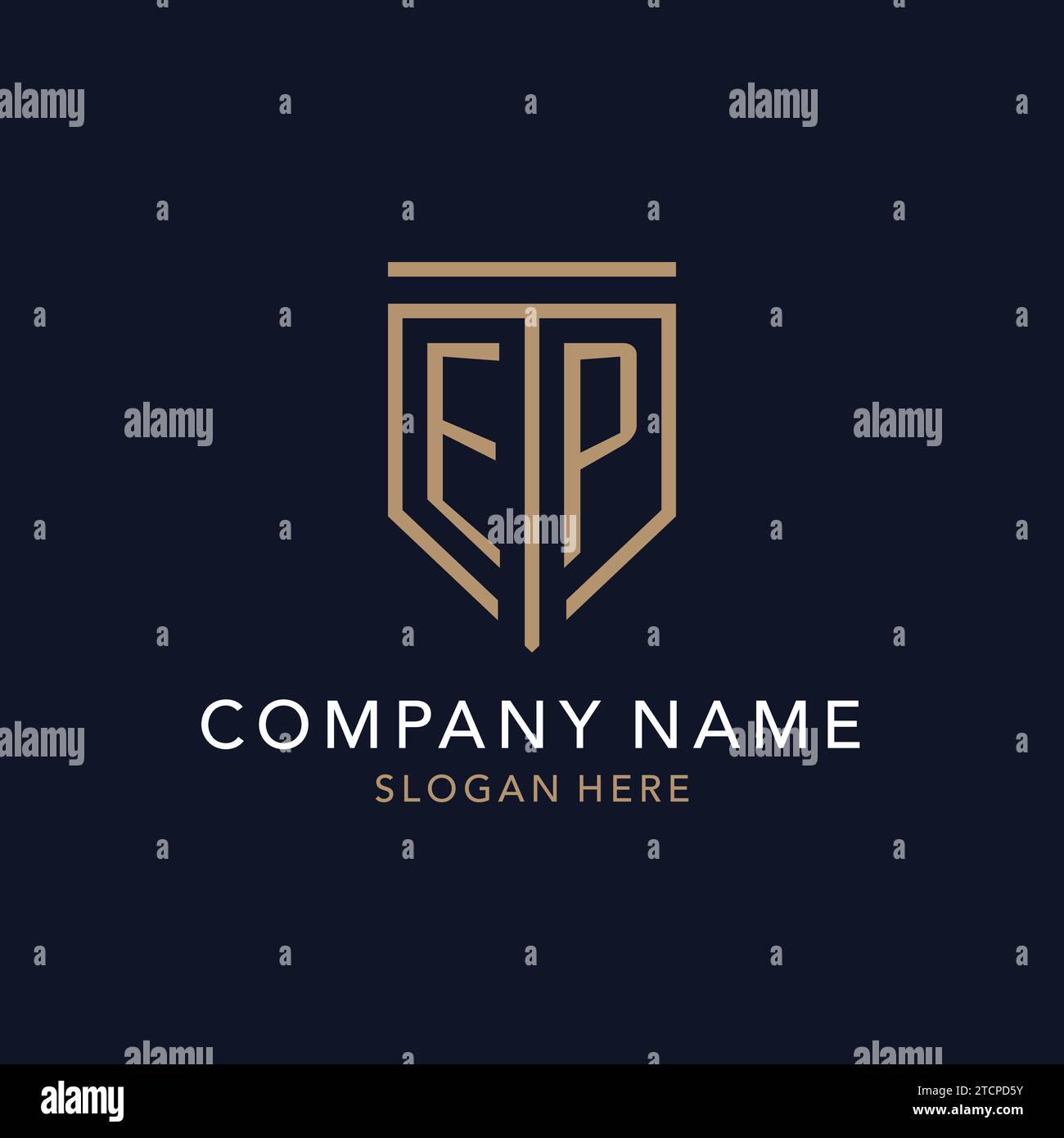 EP initial logo monogram with simple luxury shield icon design ...