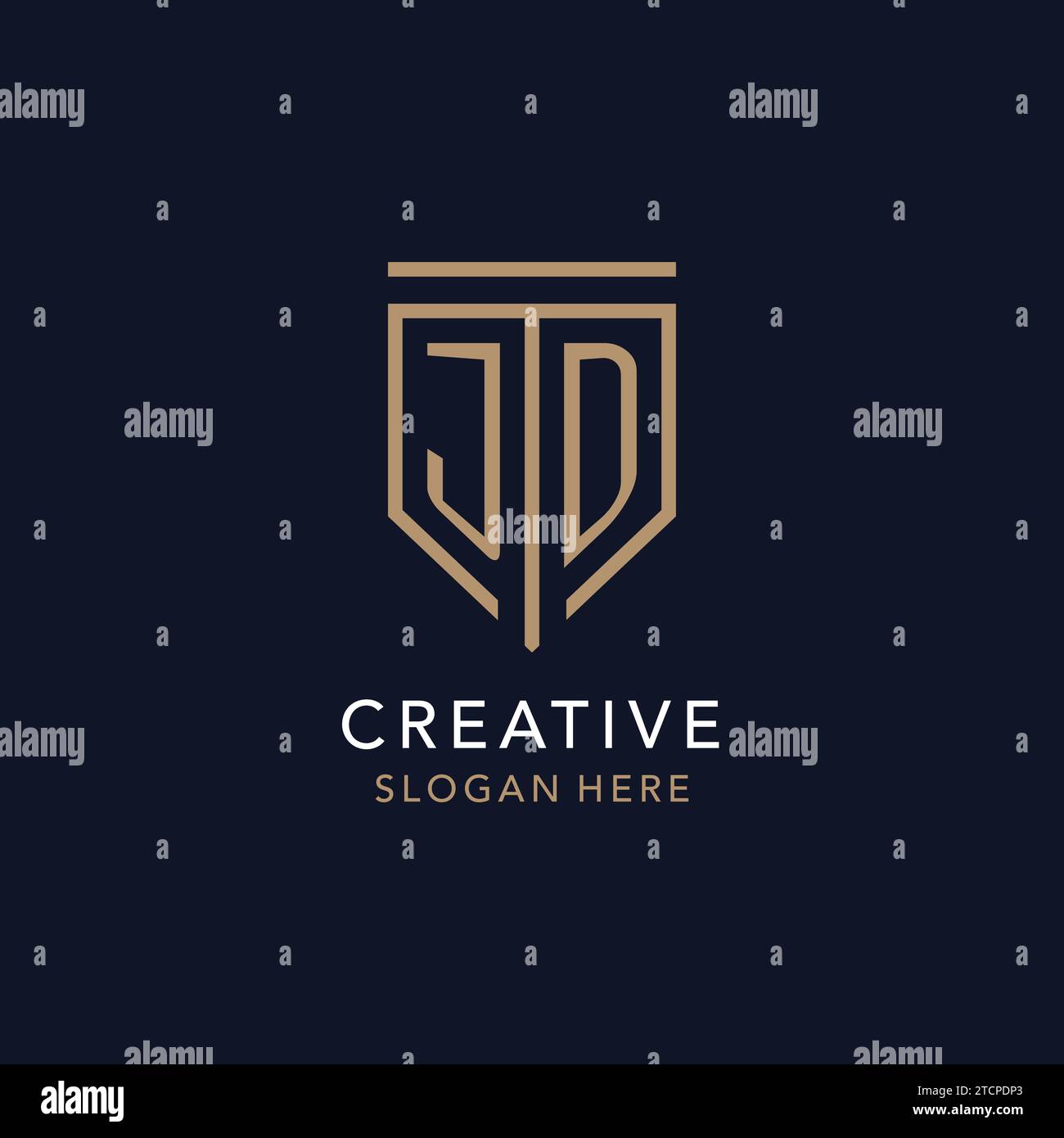 JD initial logo monogram with simple luxury shield icon design ...