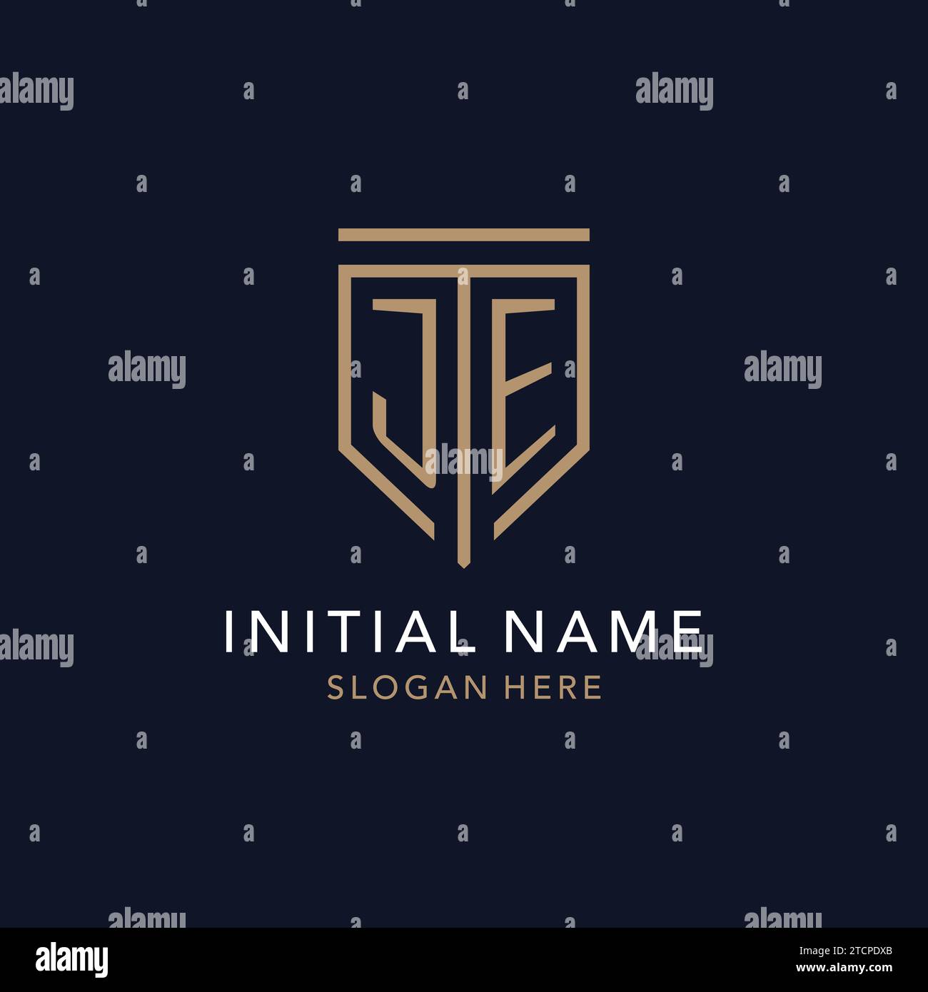 JE initial logo monogram with simple luxury shield icon design ...