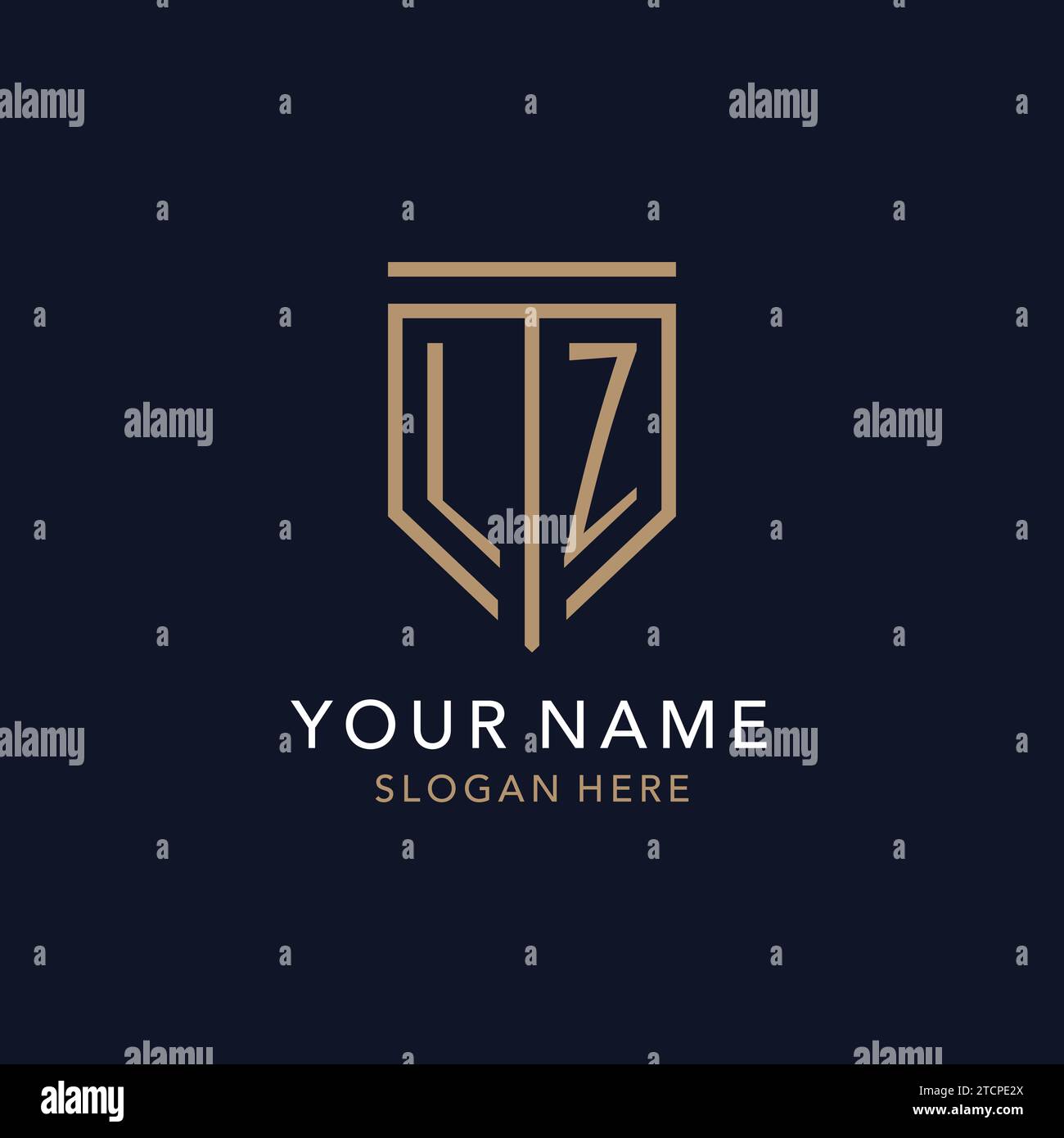 LZ initial logo monogram with simple luxury shield icon design ...