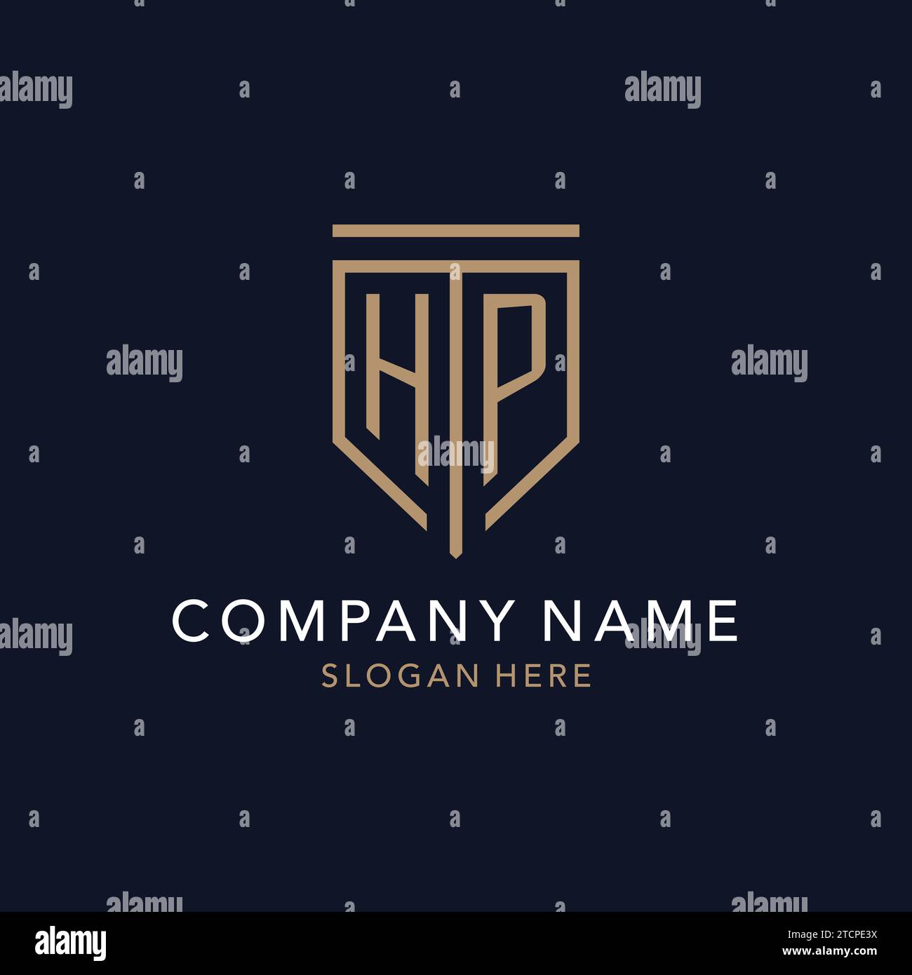 HP initial logo monogram with simple luxury shield icon design ...