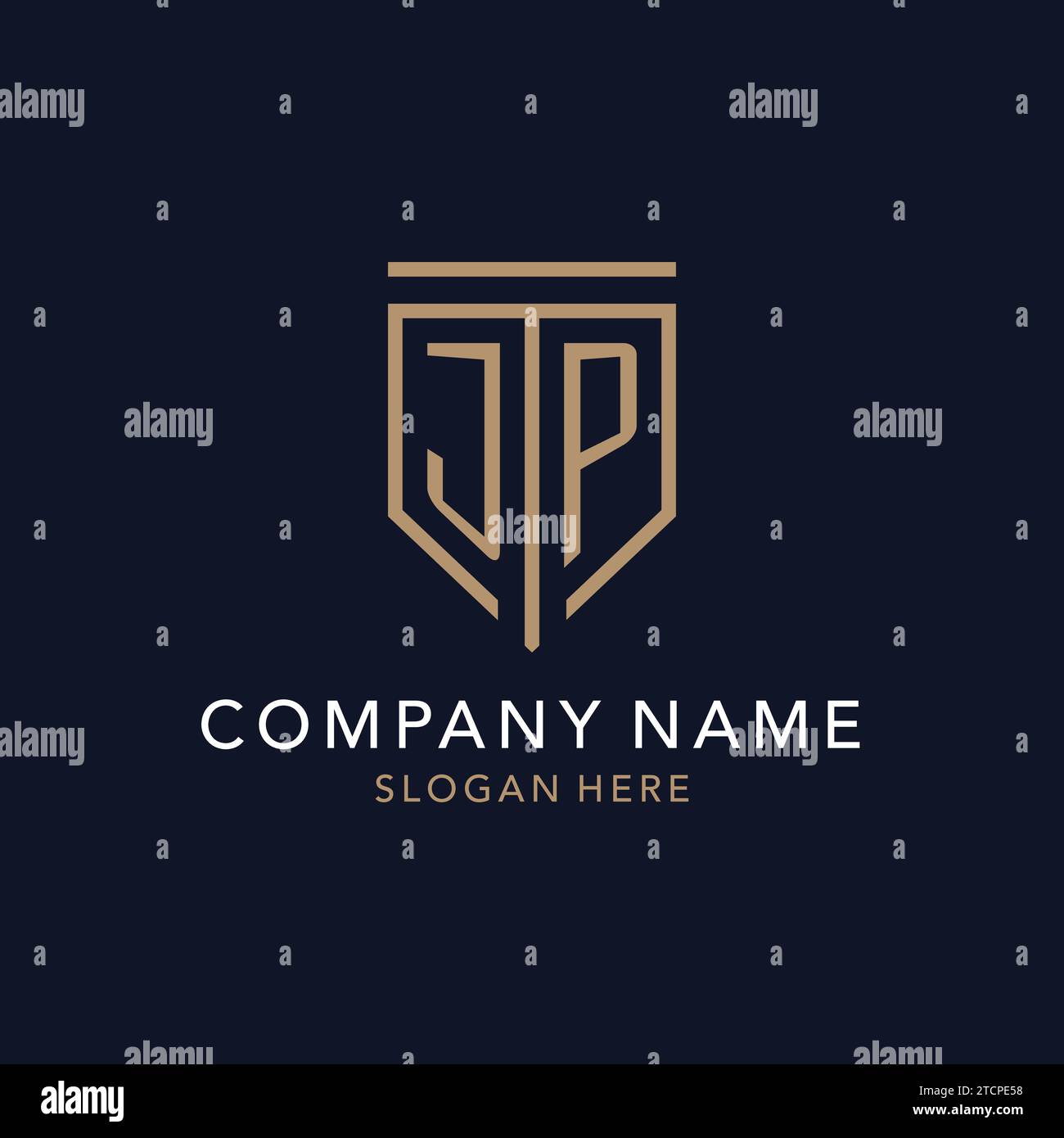 JP initial logo monogram with simple luxury shield icon design ...