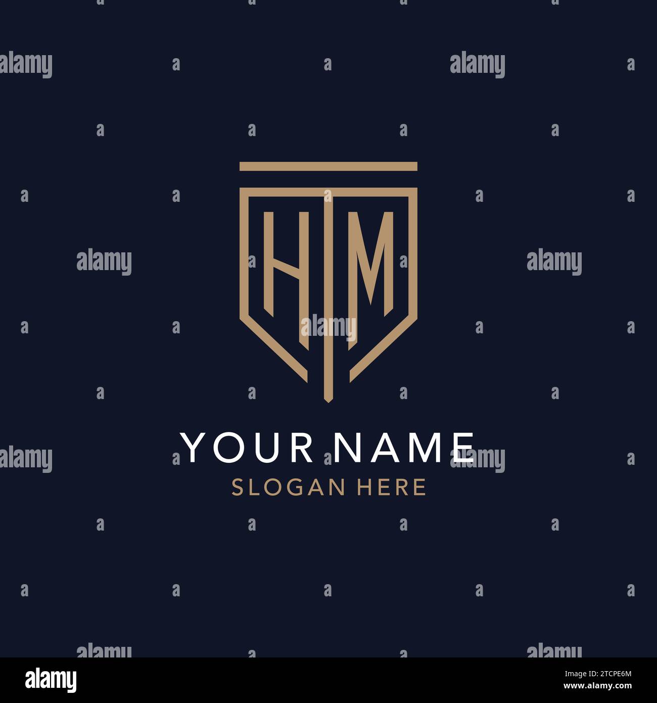 HM initial logo monogram with simple luxury shield icon design ...