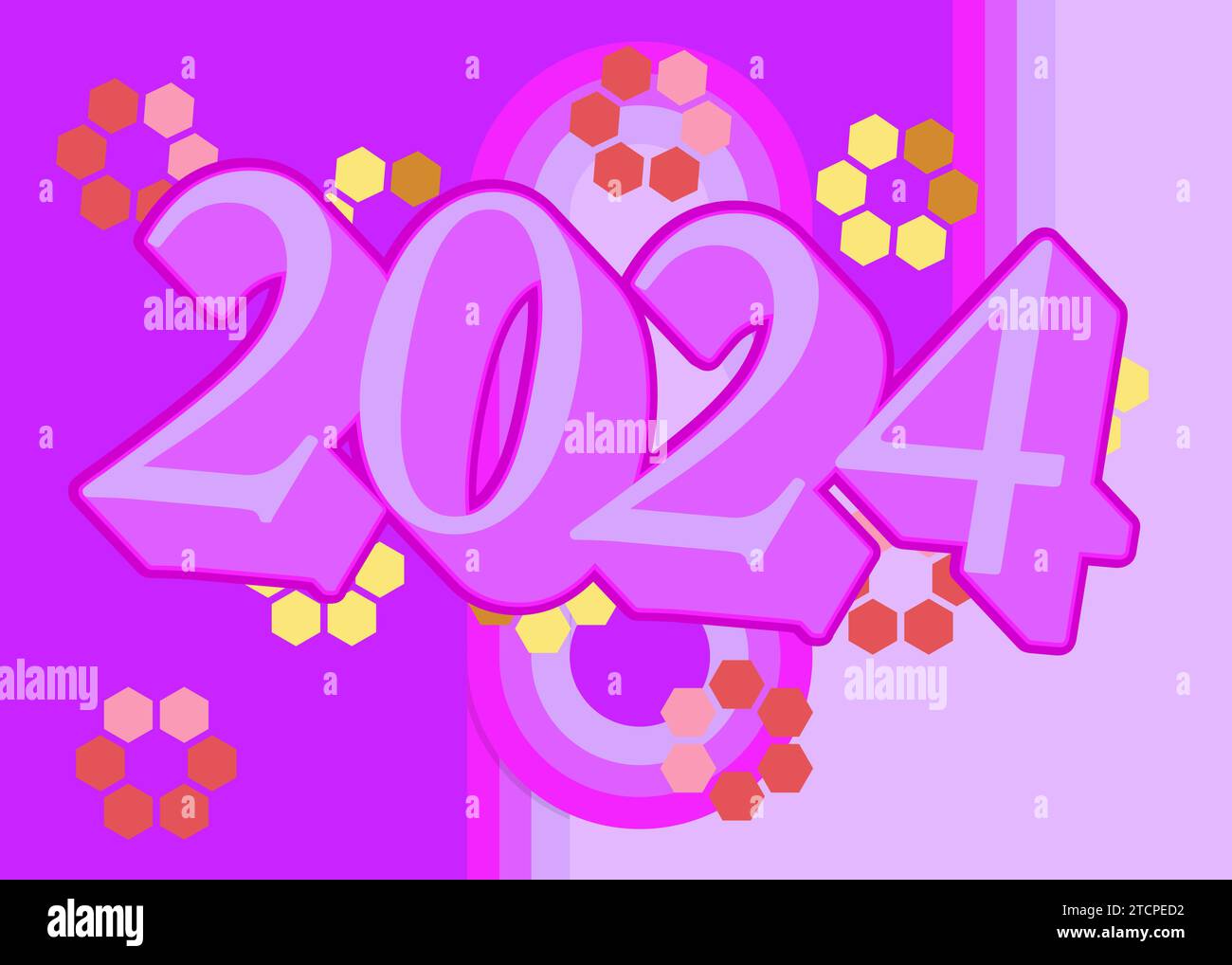 Retro 70s Background With The Number 2024 Groovy Holiday 1970s Art Template Minimalistic Vintage Design Poster Old Fashioned Color Artwork 2TCPED2 