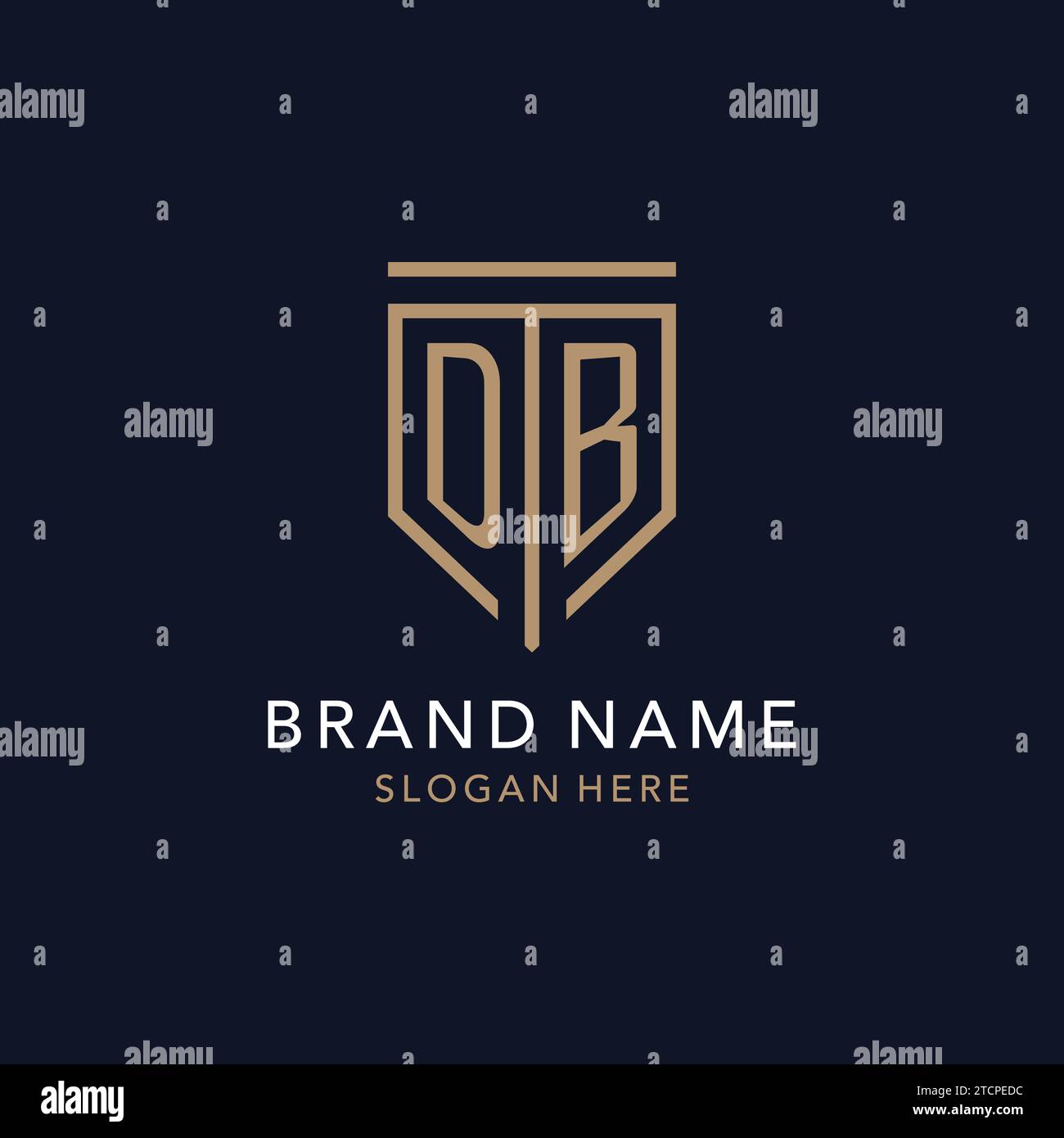 DB initial logo monogram with simple luxury shield icon design ...