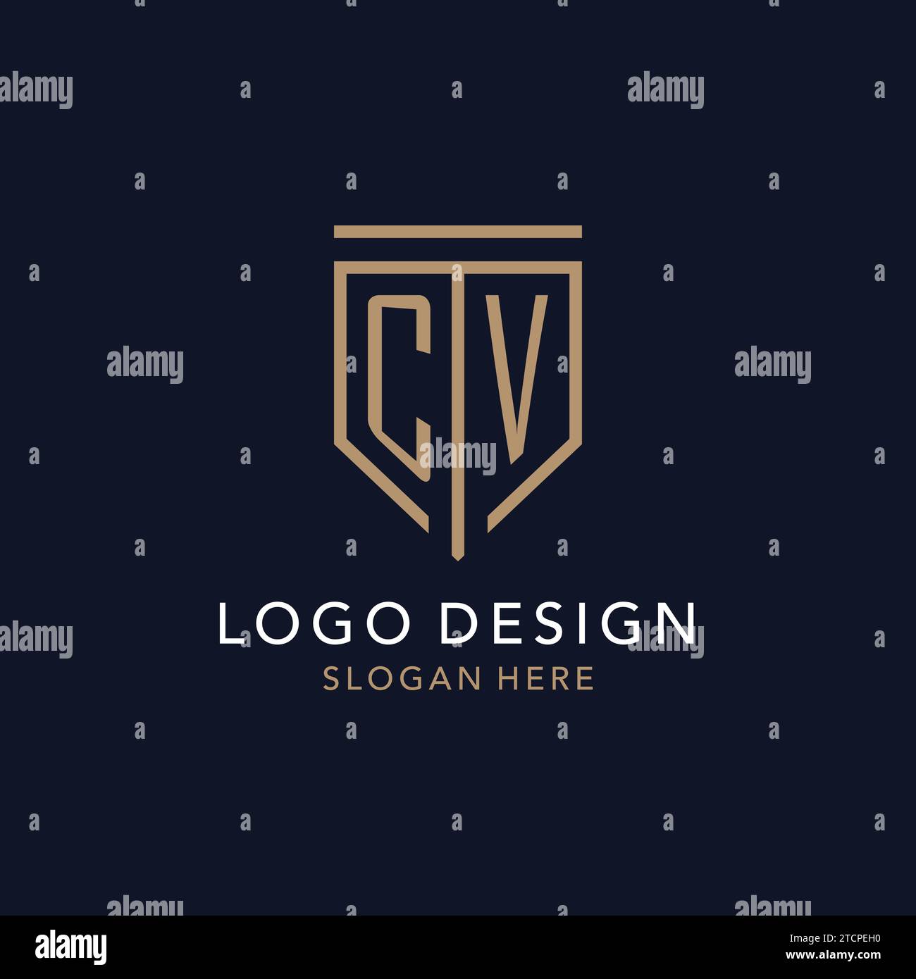 CV initial logo monogram with simple luxury shield icon design inspiration Stock Vector