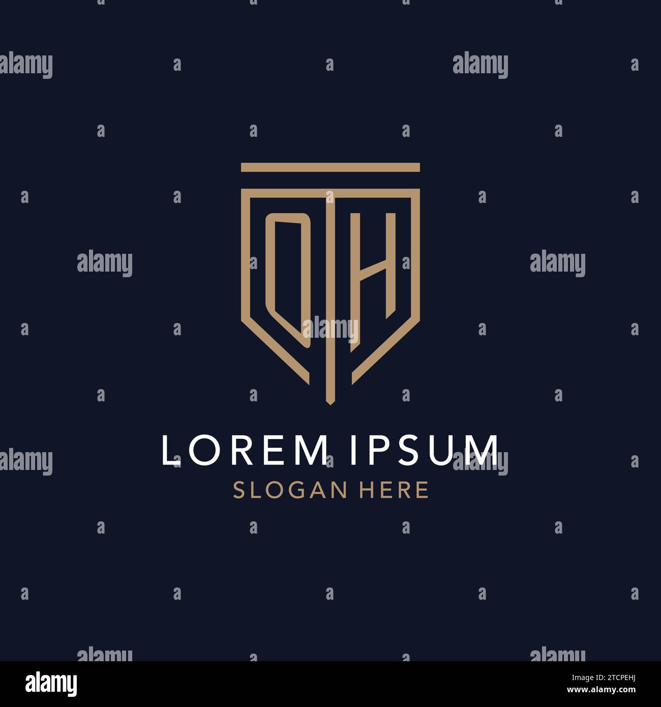 OH initial logo monogram with simple luxury shield icon design ...
