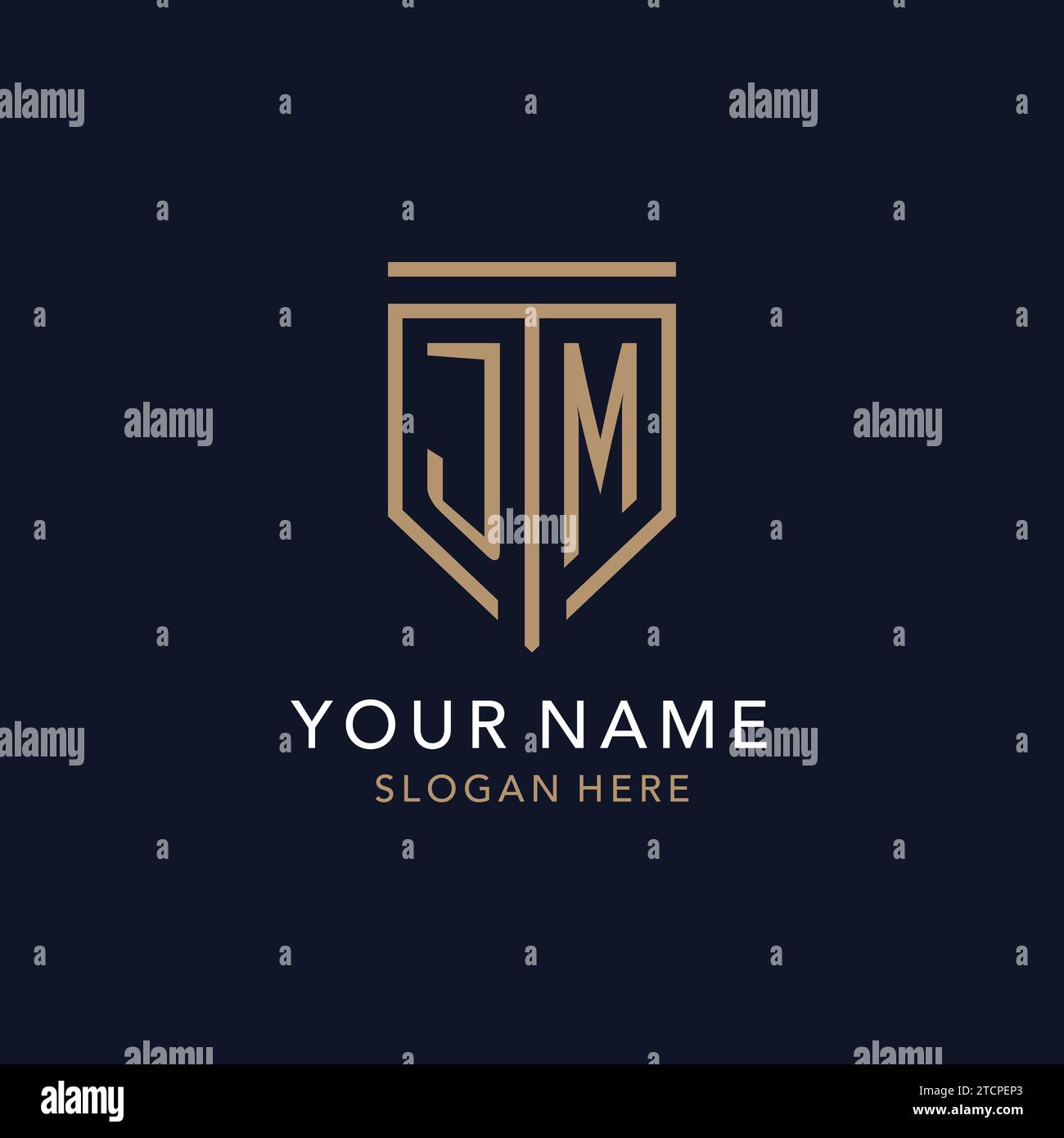 JM initial logo monogram with simple luxury shield icon design ...