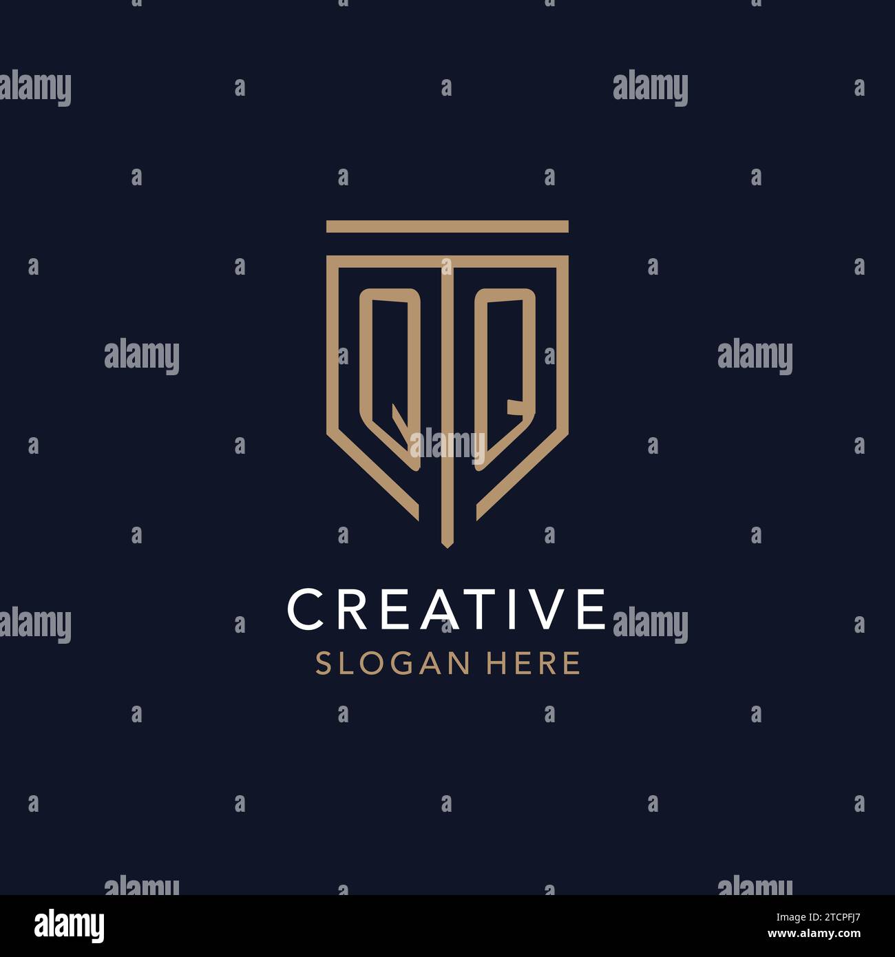 QQ initial logo monogram with simple luxury shield icon design ...
