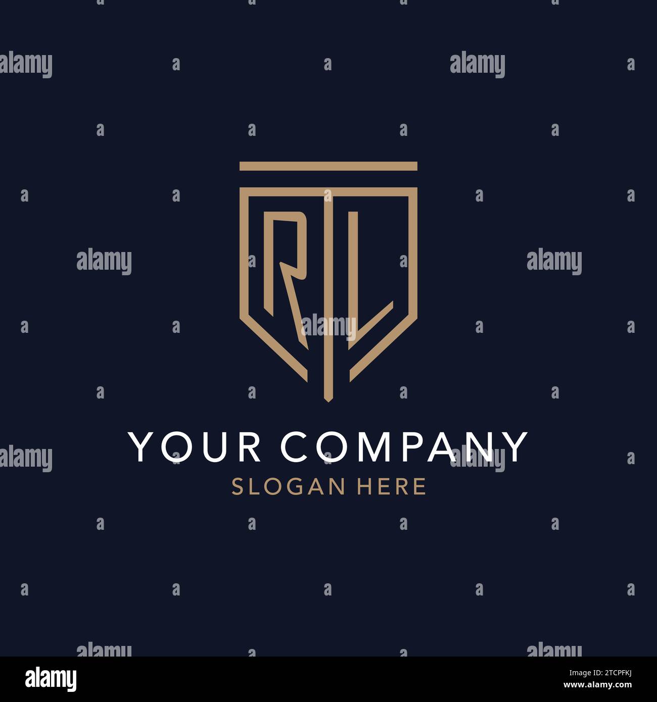 RL initial logo monogram with simple luxury shield icon design ...