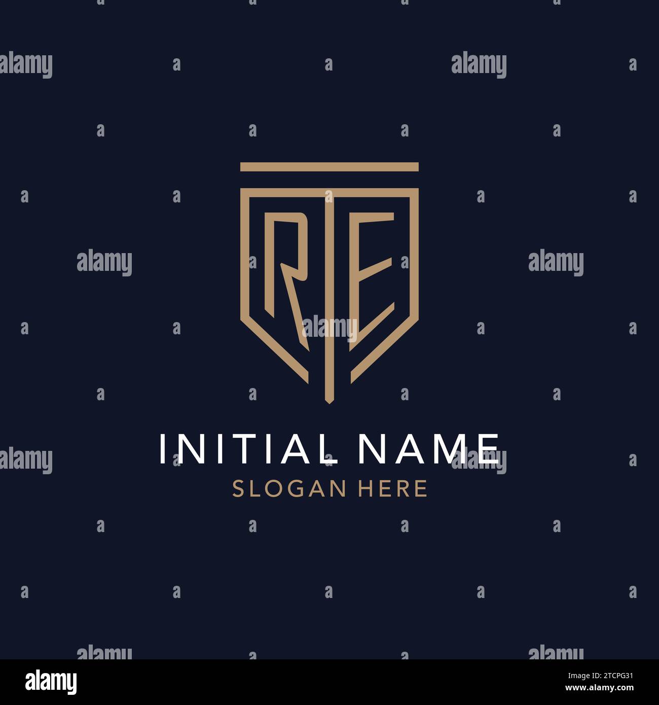 RE initial logo monogram with simple luxury shield icon design ...
