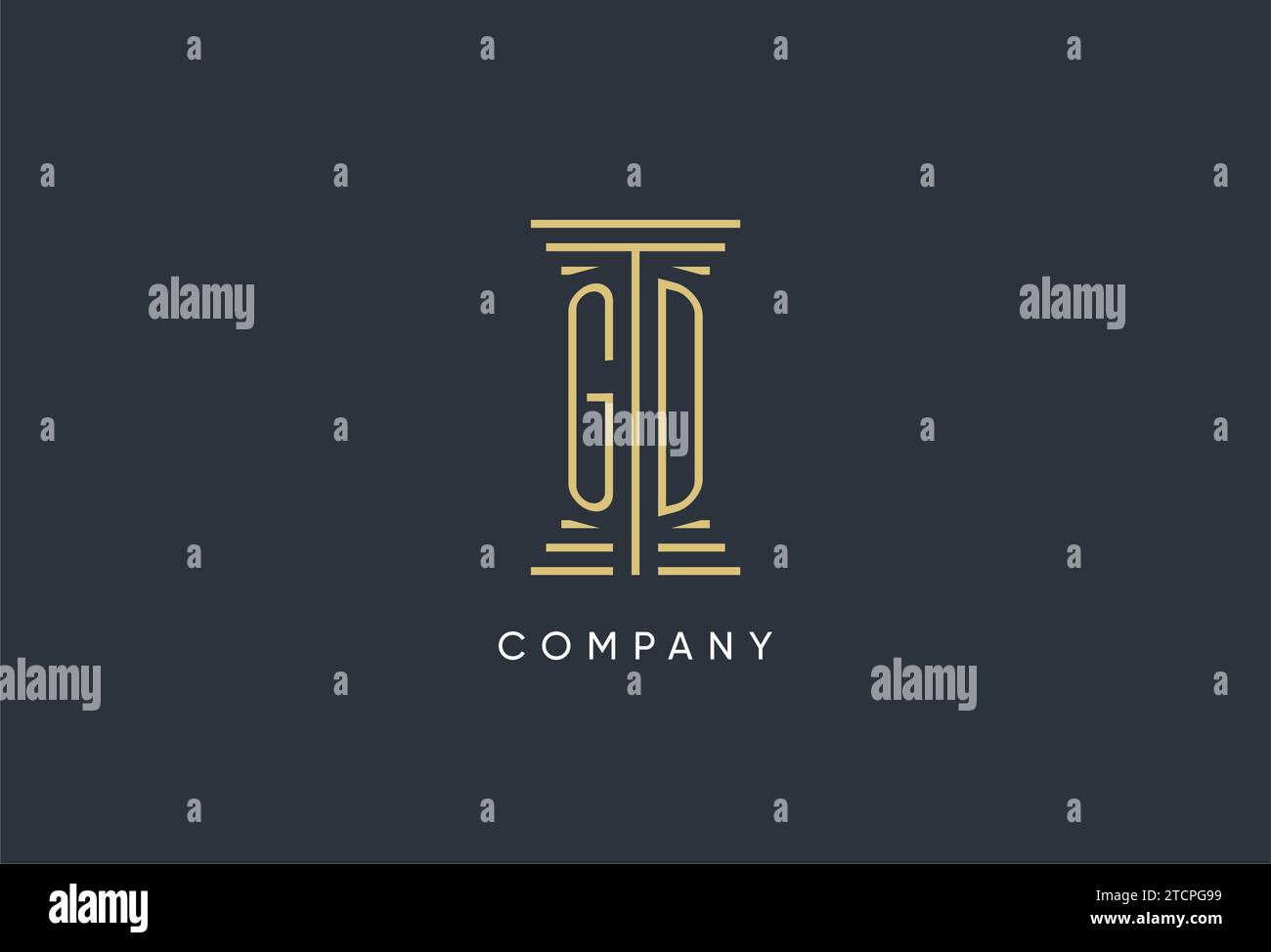 GD initial monogram with pillar shape logo design inspiration Stock Vector