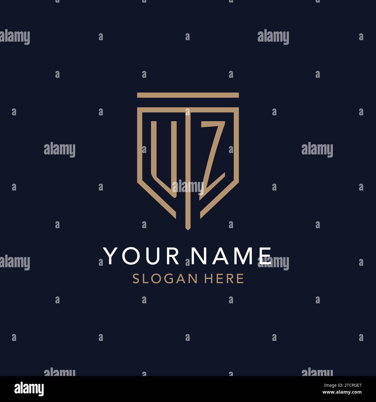 UZ Initial Logo Monogram With Simple Luxury Shield Icon Design 