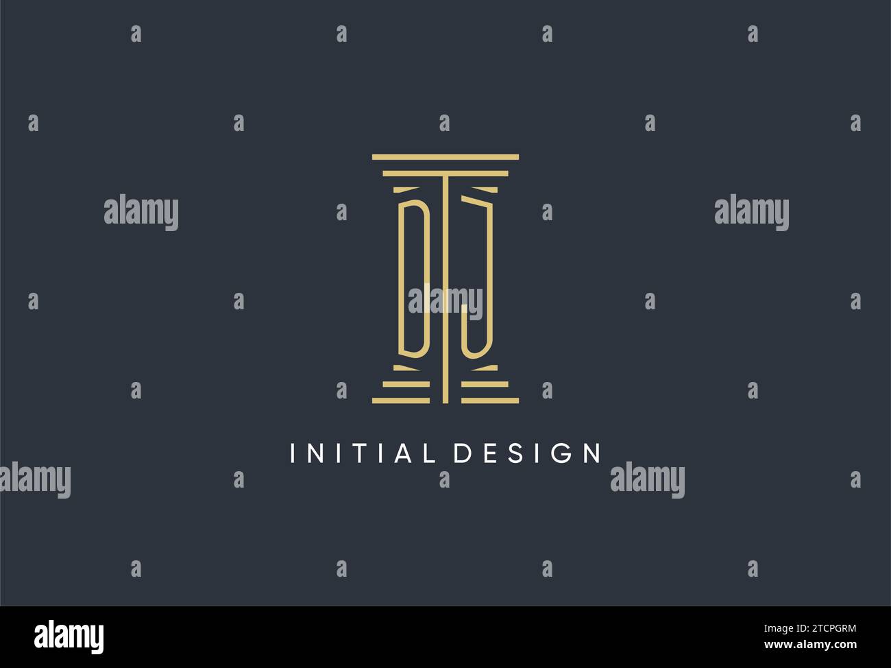 DJ initial monogram with pillar shape logo design inspiration Stock ...