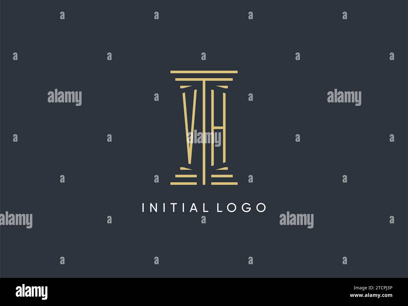VH initial monogram with pillar shape logo design inspiration Stock ...
